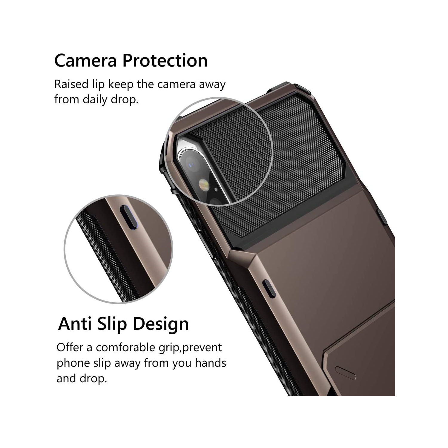 Cover for iPhone X Case iPhone Xs Case Wallet 4-Card Holder Slot Flip Door Hidden Back Pocket Scratch-Proof