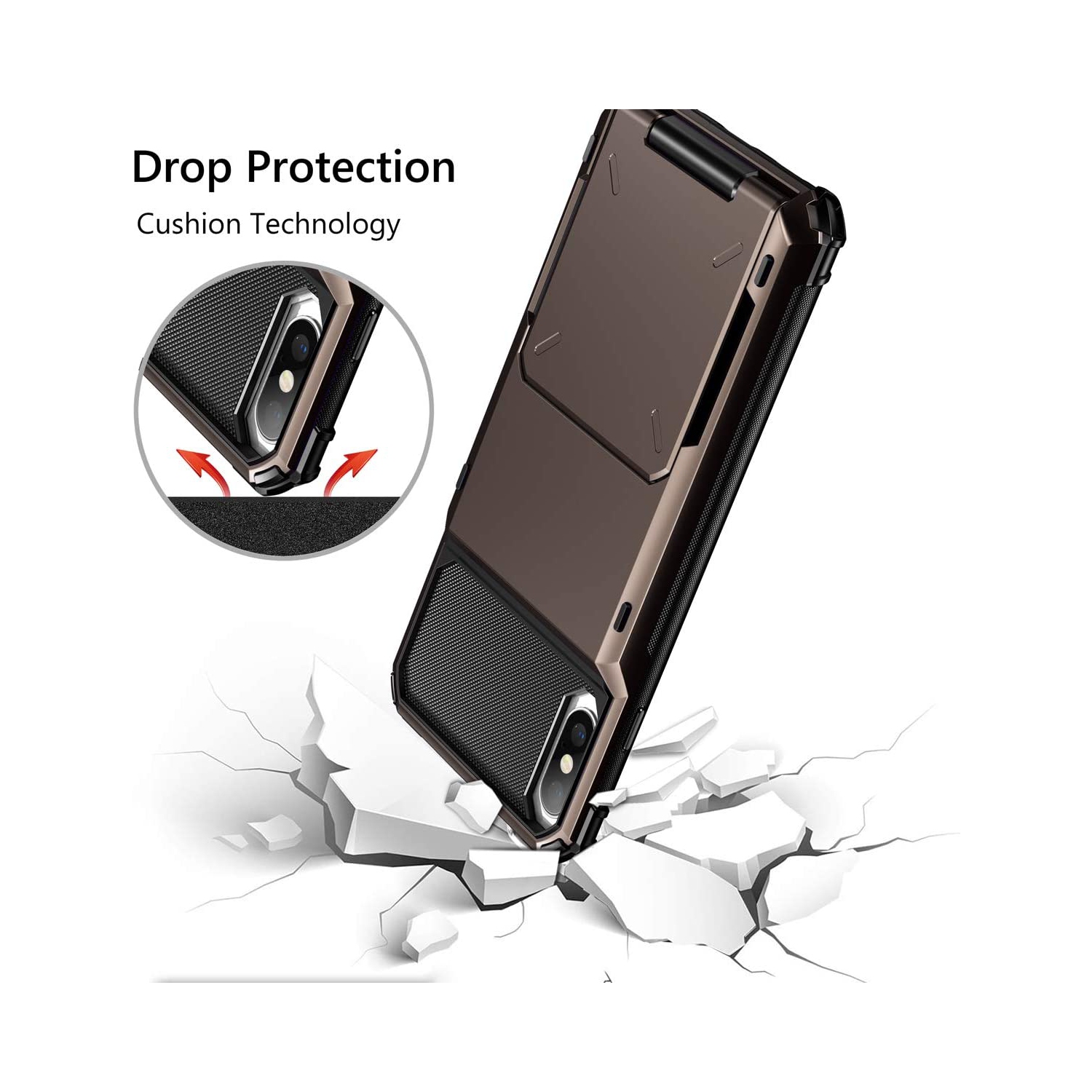 Cover for iPhone X Case iPhone Xs Case Wallet 4-Card Holder Slot Flip Door Hidden Back Pocket Scratch-Proof