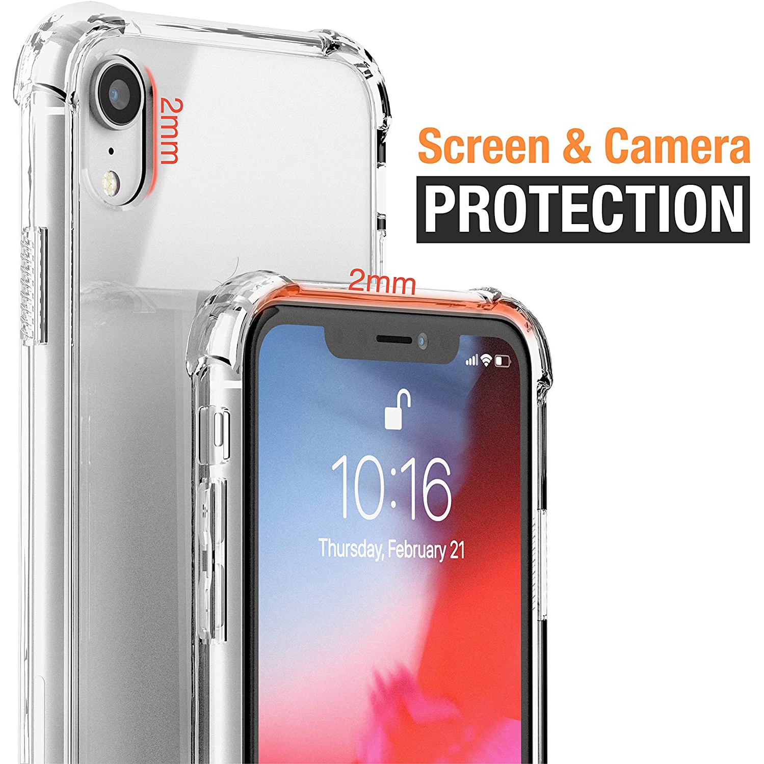 for iPhone XR Case, Clear Lifeproof Bum for Apple iPhone XR 6.1" Qi Slim Silicone Hard Transparent