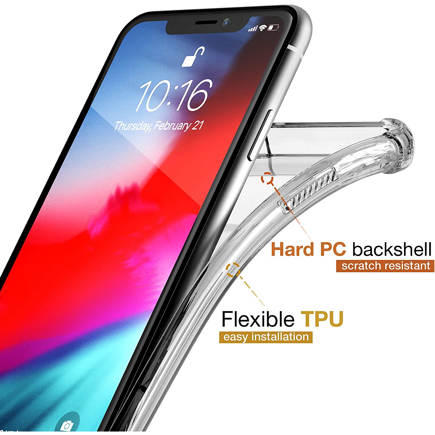 for iPhone XR Case, Clear Lifeproof Bum for Apple iPhone XR 6.1" Qi Slim Silicone Hard Transparent