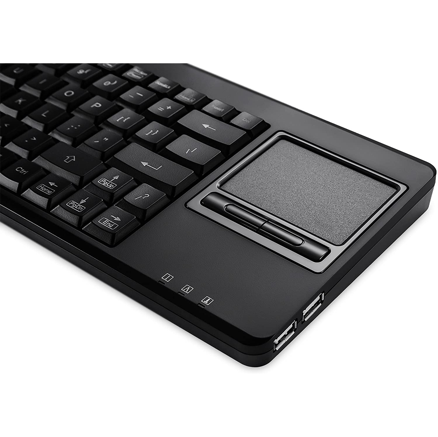 PERIBOARD-315H, Wired USB Backlit Keyboard with Touchpad and 2 USB Ports, Black