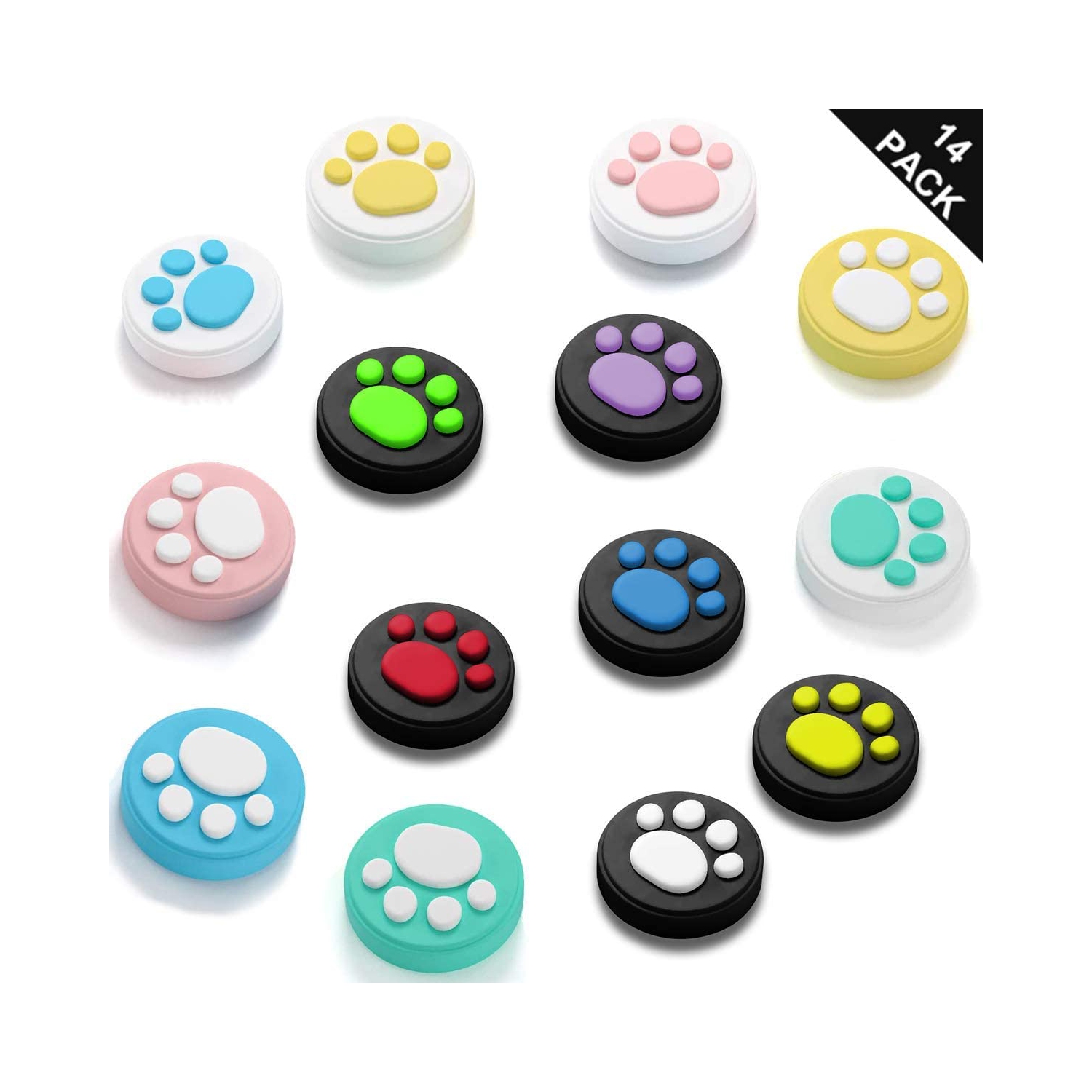 (14Pcs) Cat Claw Design Thumb Grip Caps, Hestia Goods Joystick Cap for Nintendo Switch & Lite, Soft Silicone Cover