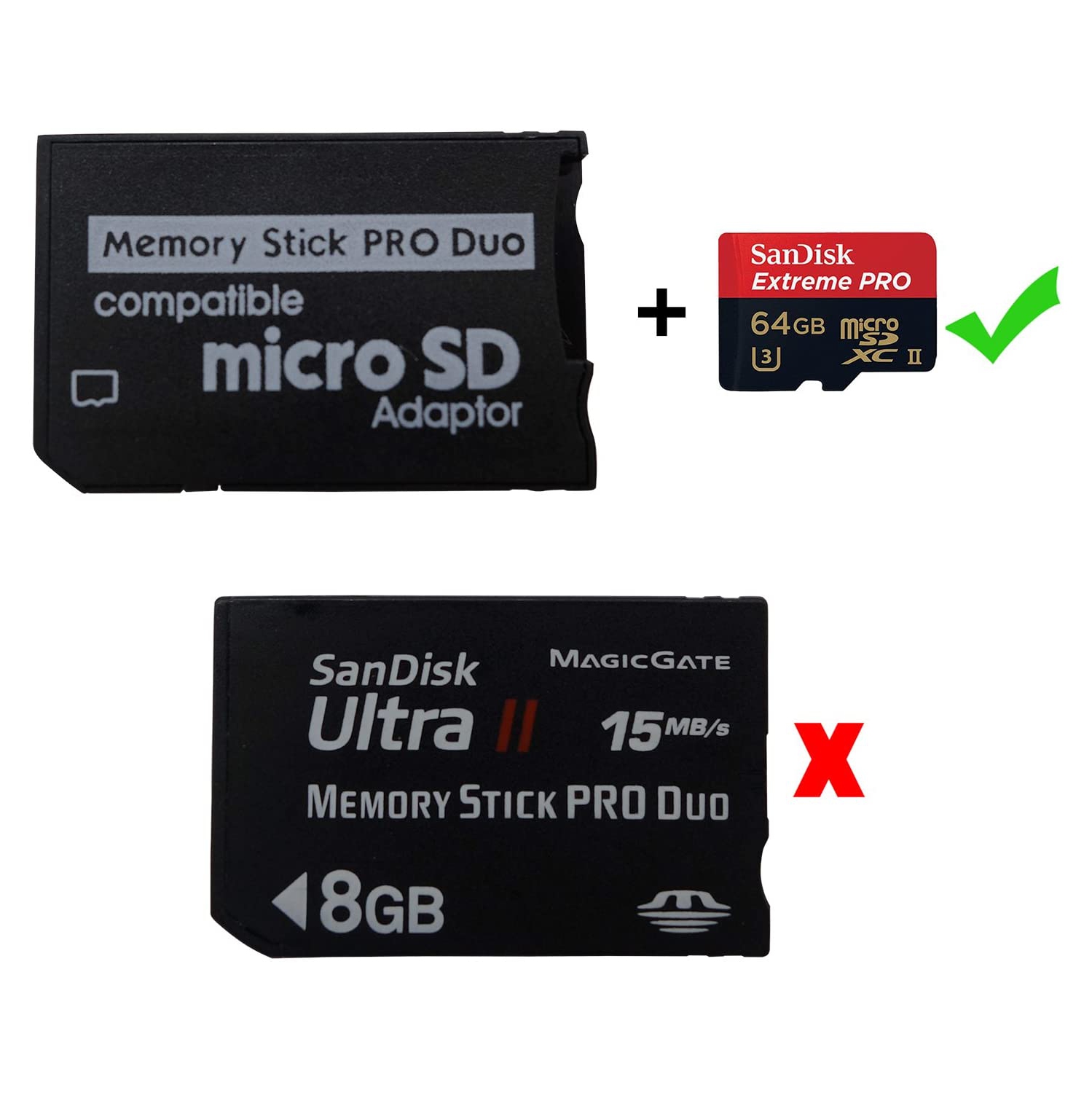 Adaptateur Memory Stick PSP, carte MagicGate microSD à Memory Stick PRO Duo pour Sony PlayStation portable,