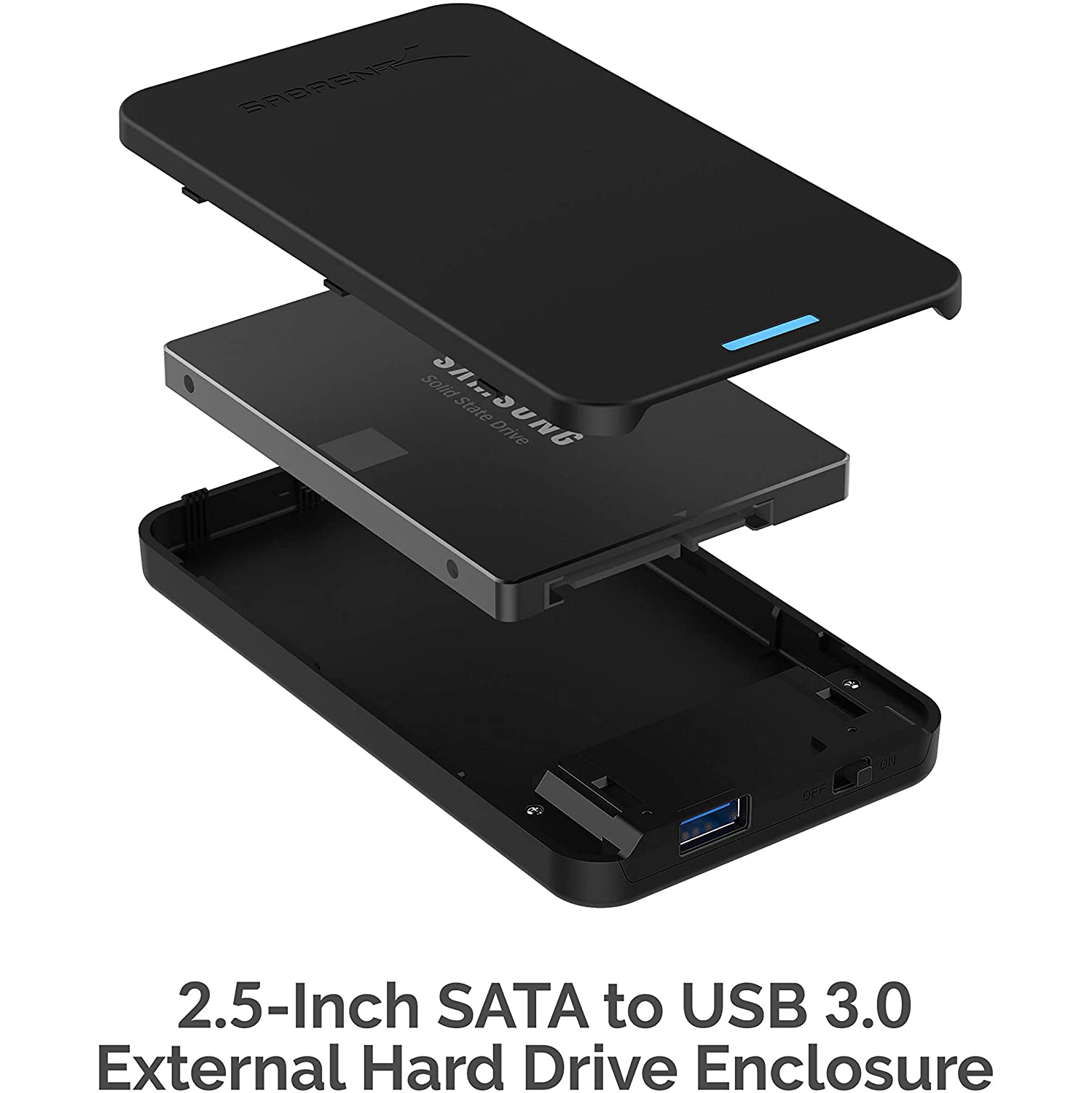 2.5-Inch SATA to USB 3.0 Tool-Free External Hard Drive Enclosure [Optimized for SSD, Support UASP SATA III]
