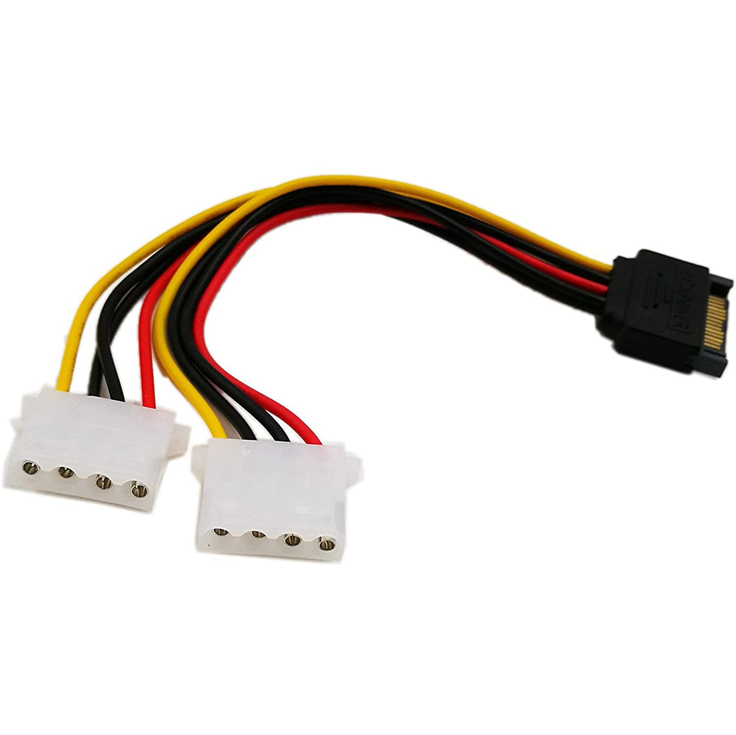 Câble adaptateur en y mâle à double connecteur 4 broches Molex LP4 femelle IDE pour disque dur SATA 15 broches de 6 po
