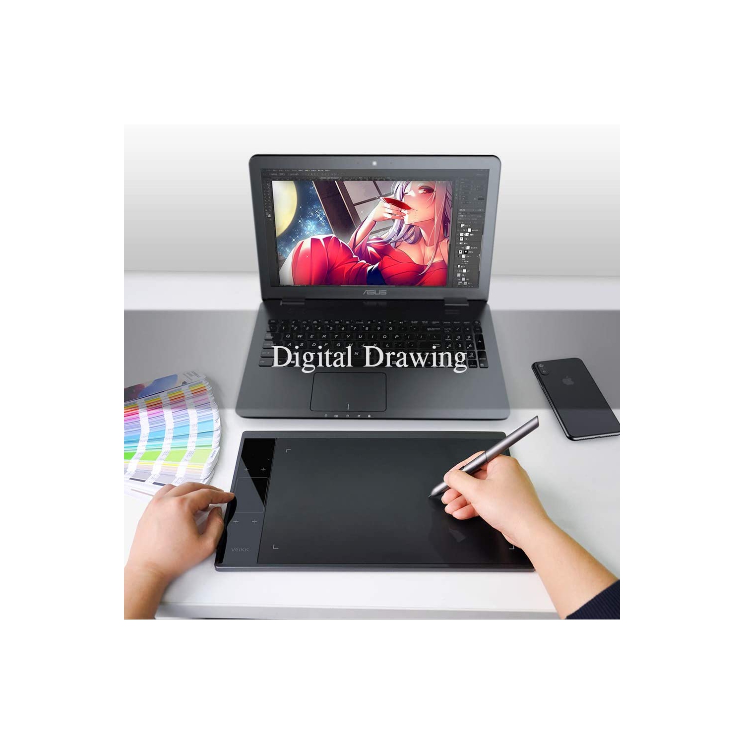 VEIKK - Tablette graphique de dessin A30 Tablette à stylet avec pavé tactile  gestuel, 4 touches de raccourci, zone de travail 10x6 p - Cdiscount  Informatique
