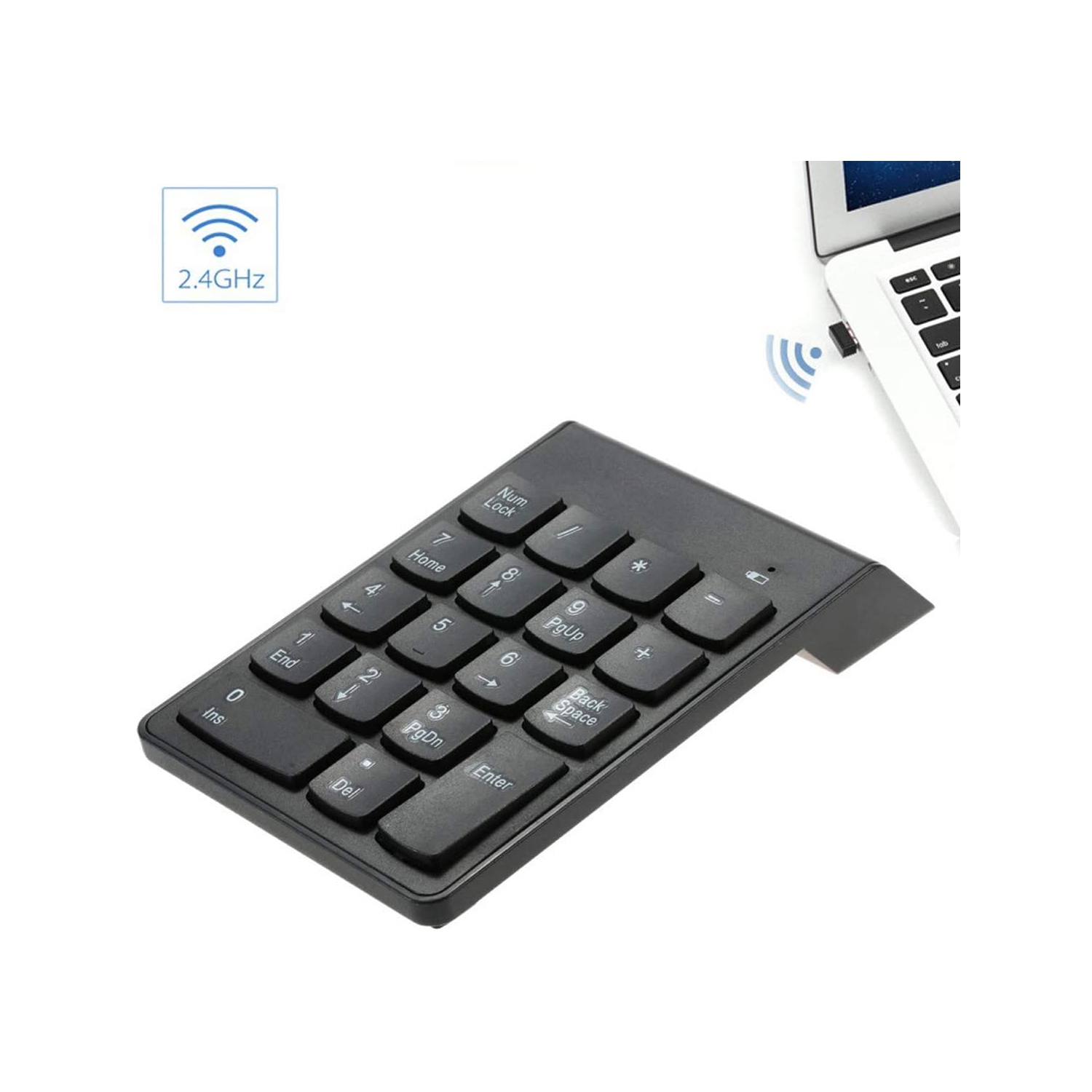 Numeric Keypad with 18 Keys, Wireless Number Pad with 2.4G USB Receiver, Slim Compact for Laptop Notebook