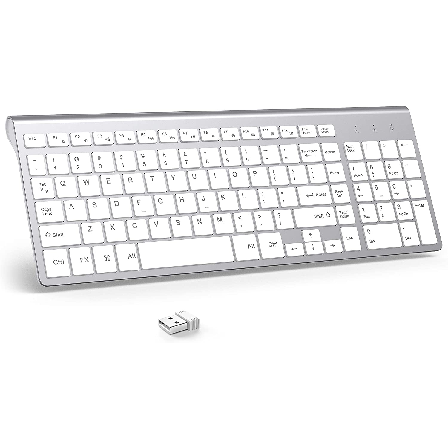 Wireless Keyboard, 2.4G Slim Compact Full Size Wireless Keyboard-for PC, Mac,iMac，Desktop, Computer,
