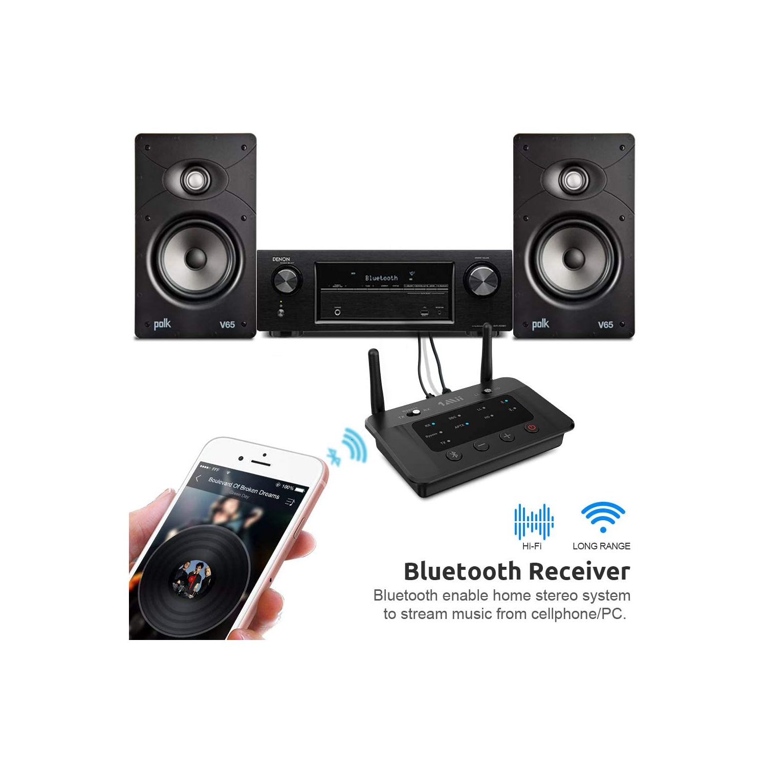 B03 – Émetteur Bluetooth longue portée pour écouteurs stéréo Bluetooth à la maison, audio Bluetooth à faible latence aptX
