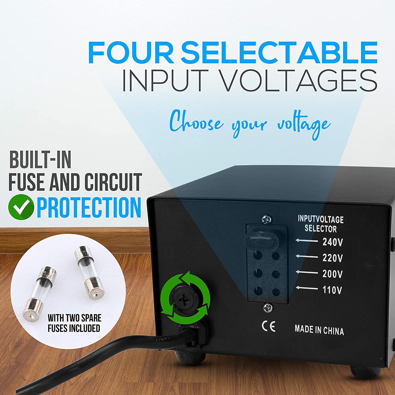 PVTC120U Step Up and Down 100-watt AC 110/220 Volts Converter Transformer with USB Charging Port