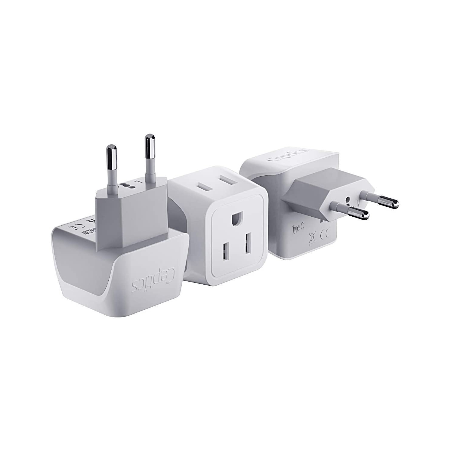 European Travel Plug Adapter by Europe Power Adaptor Charger Dual Input - Ultra Compact - Light Weight - USA to