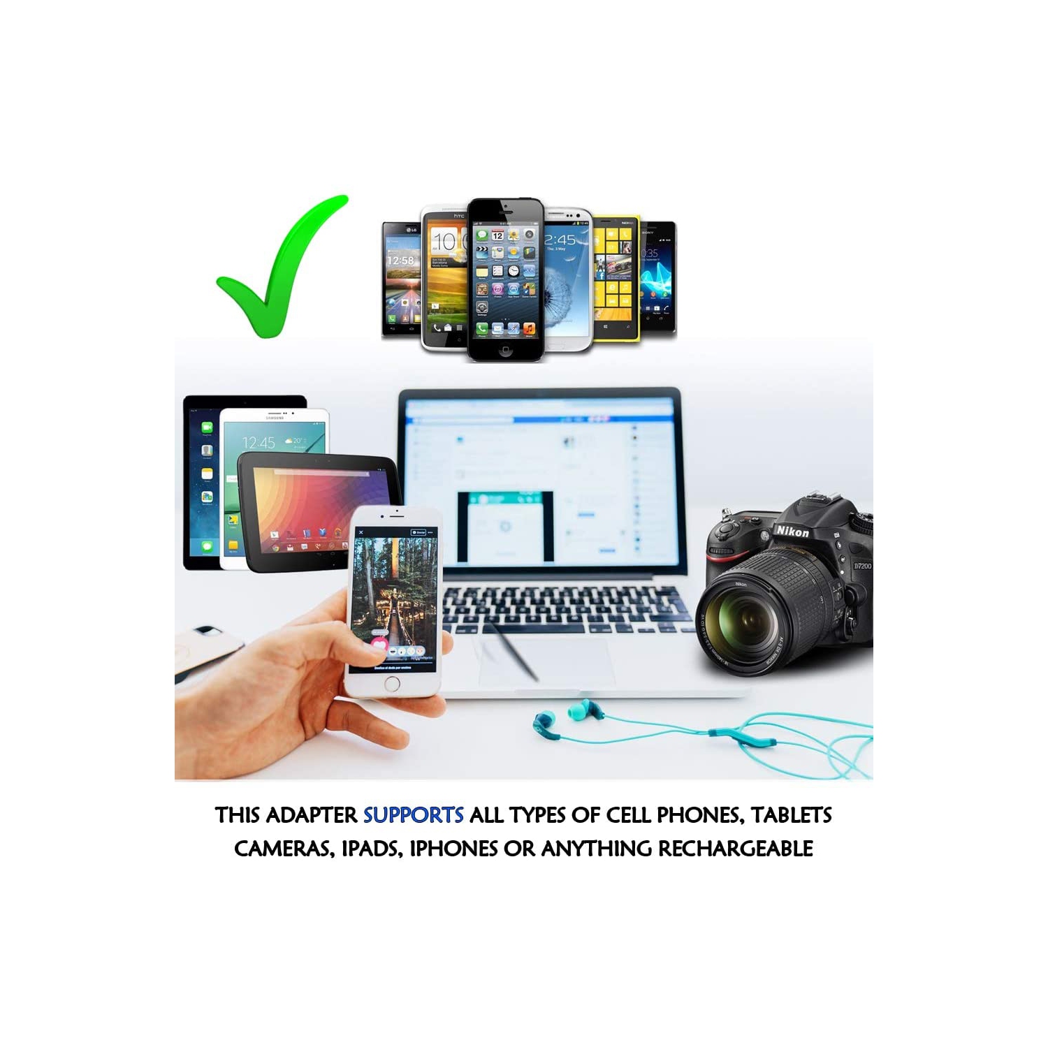 European Travel Plug Adapter by Europe Power Adaptor Charger Dual Input - Ultra Compact - Light Weight - USA to