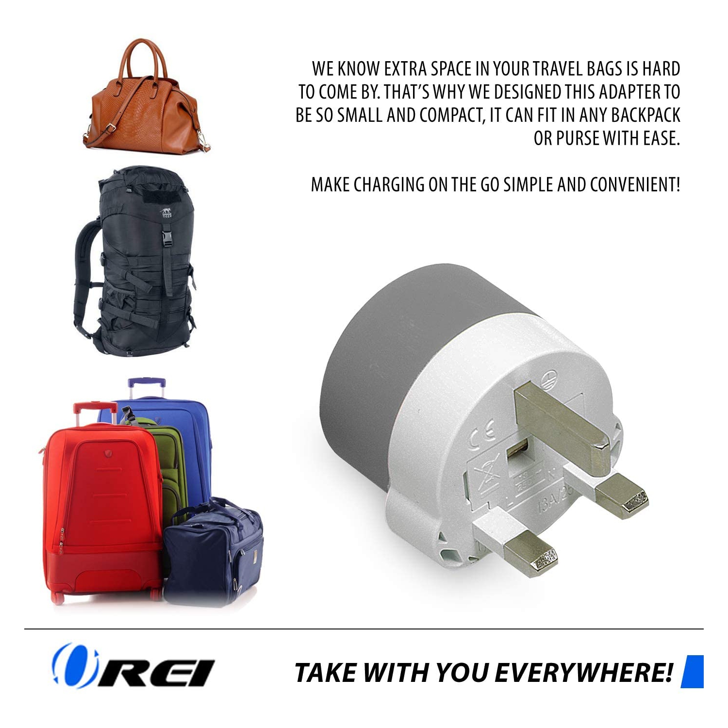 UK, Irlande, Dubaï Travel Plug adapter - 2 entrées USA - Paquet de 3 - type G - ne convertit pas la tension