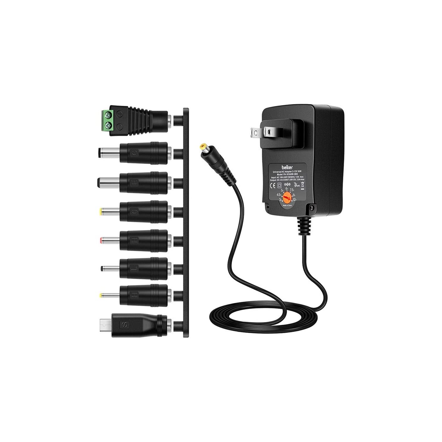 36W Universal 3V 4.5V 5V 6V 7.5V 9V 12V AC DC Adapter Power Supply for LCD LED Light Strip Router Speaker Smart