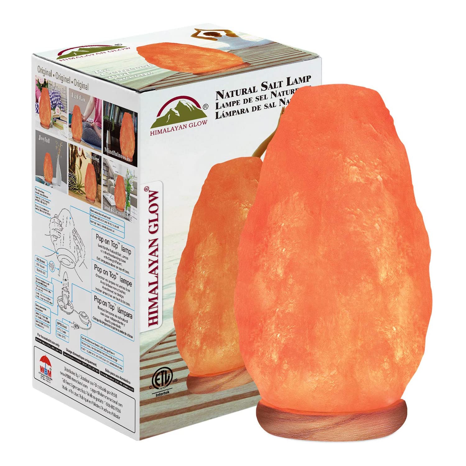 Lampe de nuit rose naturel sel, cristal de sel avec gradateur de luminosité