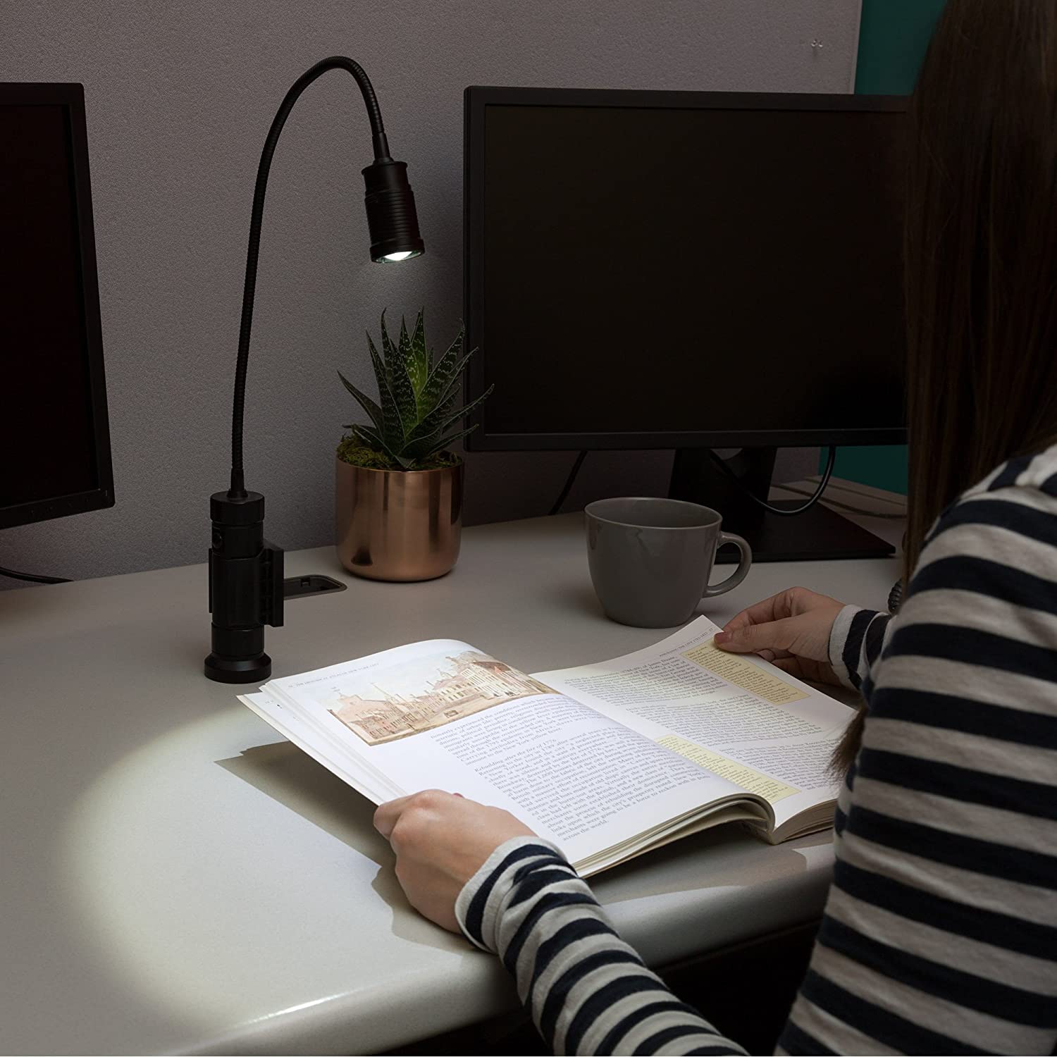 Lampe de travail à DEL Cree de 75-WL2019 avec lumière de 550 lumens, deux bases magnétiques et col de cygne flexible pour bureaux, lecture