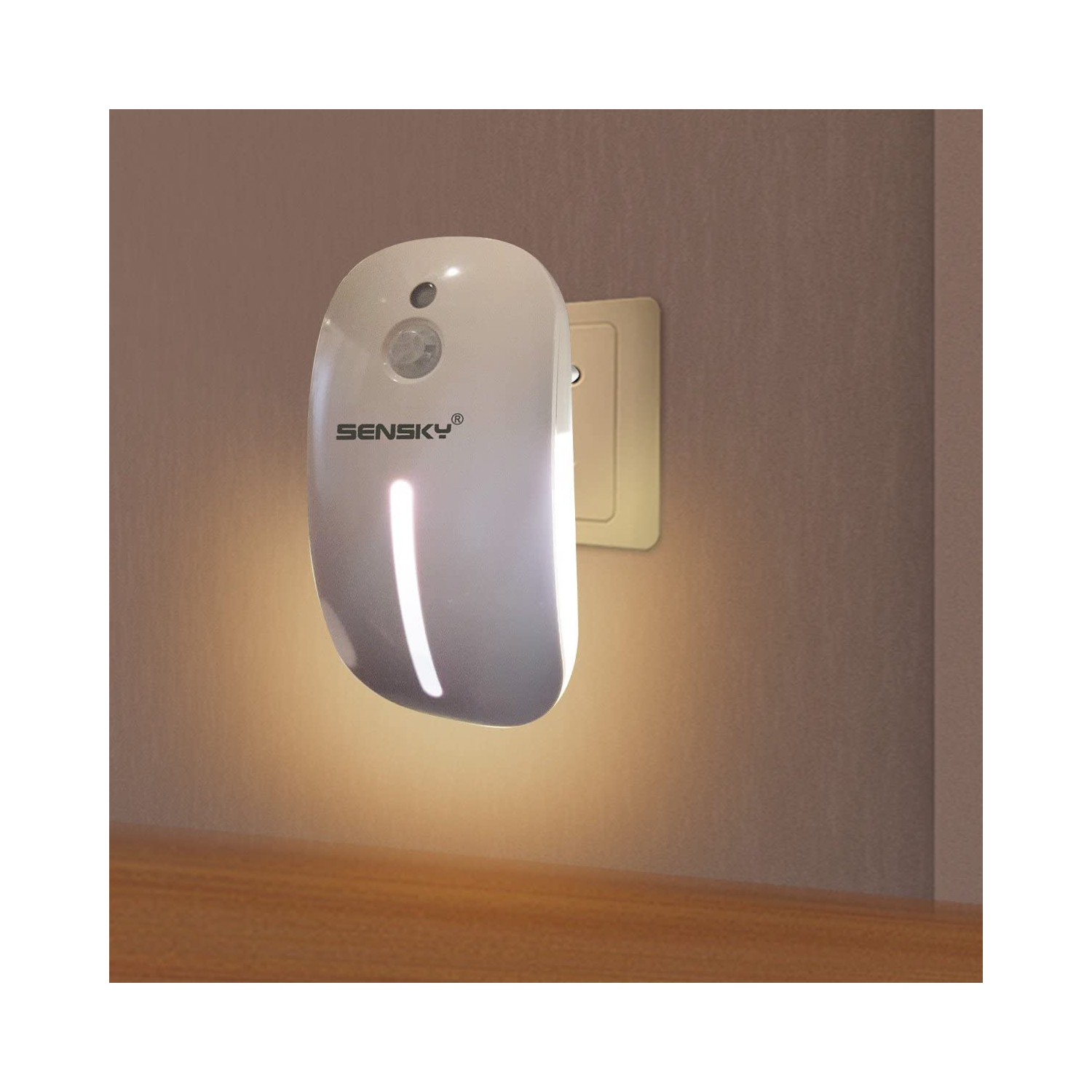 Motion Sensor Night Light, Eye Friendly design Front Low Light and Brighter Back Light nightlights for Bathroom,