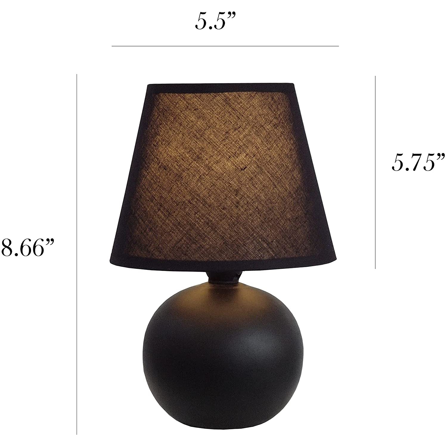 LT2008-BLK Ceramic Globe Table Lamp, Black