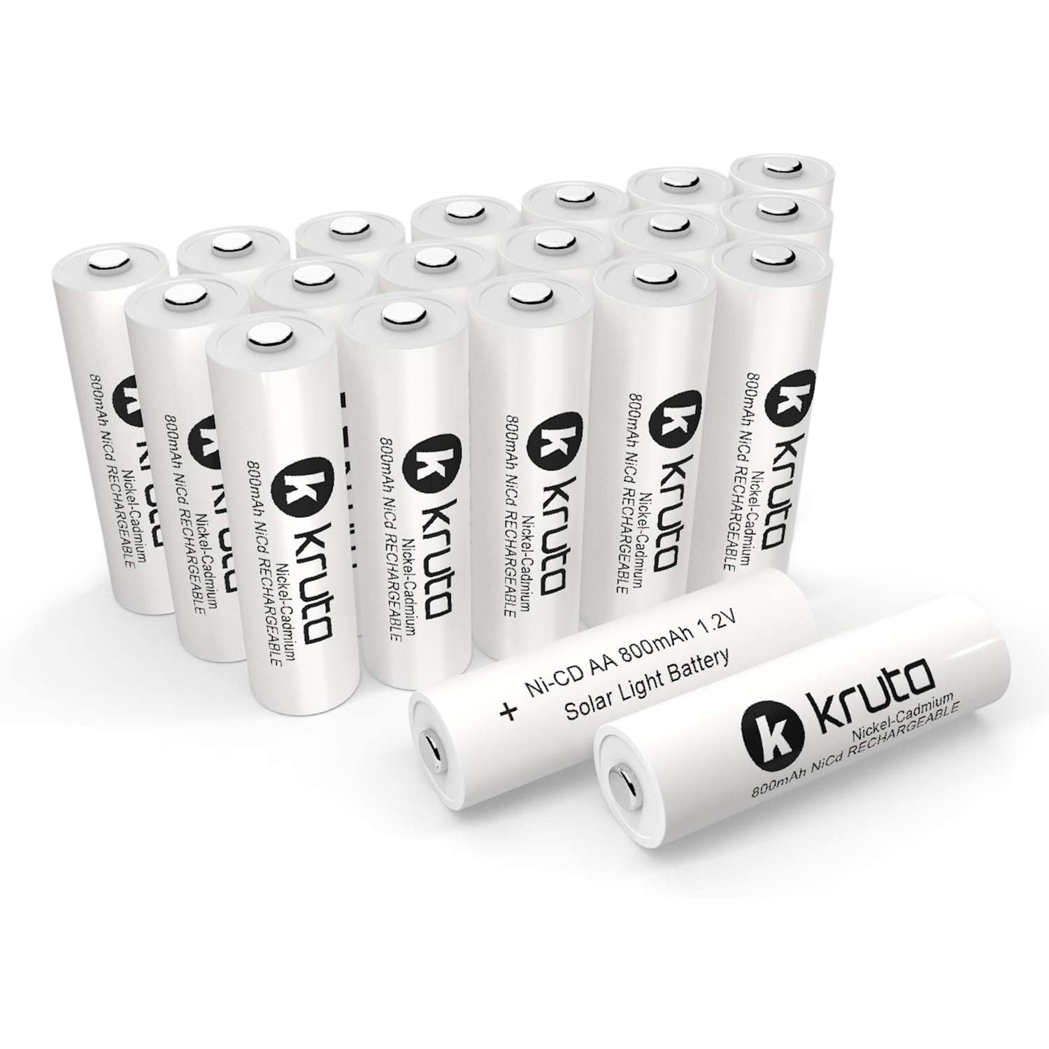 Solar Light AA Ni-CD 800mAh Rechargable Batteries,AA Rechargeable Batteries for Solar Lights Solar Lamp(20 Pack)