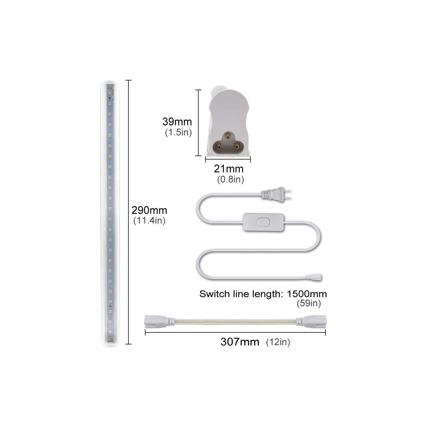 Barre de lumière DEL de culture T5, tube de 5 lampes à spectre complet pour semis/plantes d’intérieur/fleurs/légumes,