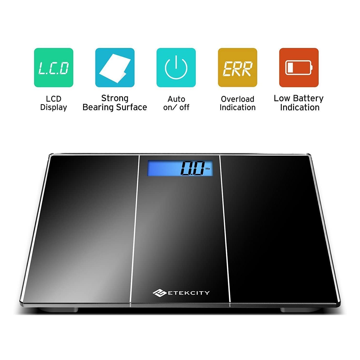 Digital Body Weight Bathroom Scale with Tempered Glass, Ultra Accurate, Large Easy-to-Read Backlit LCD