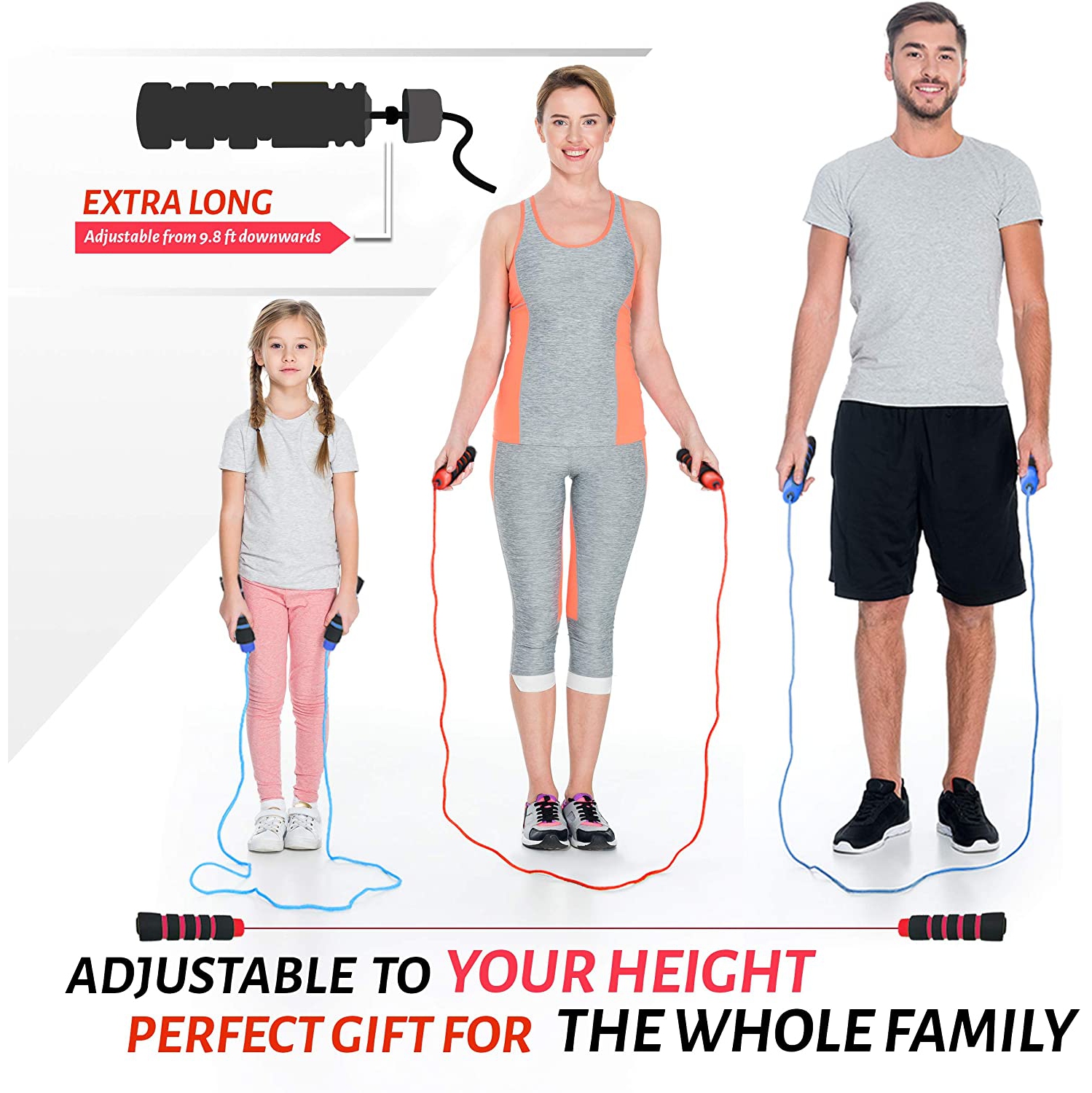 All-Purpose Fitness Jump Rope - Ideal for All Ages & Skill Levels, Indoor/Outdoor, Easily Adjustable, Comfortable