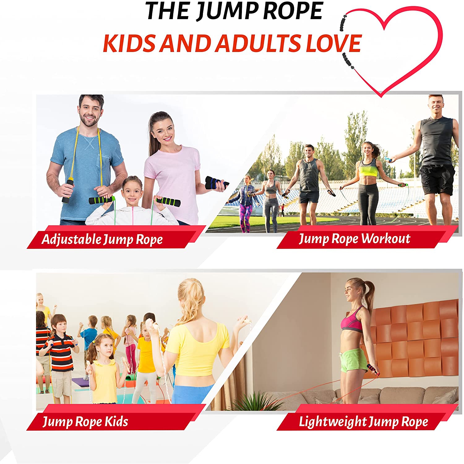 All-Purpose Fitness Jump Rope - Ideal for All Ages & Skill Levels, Indoor/Outdoor, Easily Adjustable, Comfortable