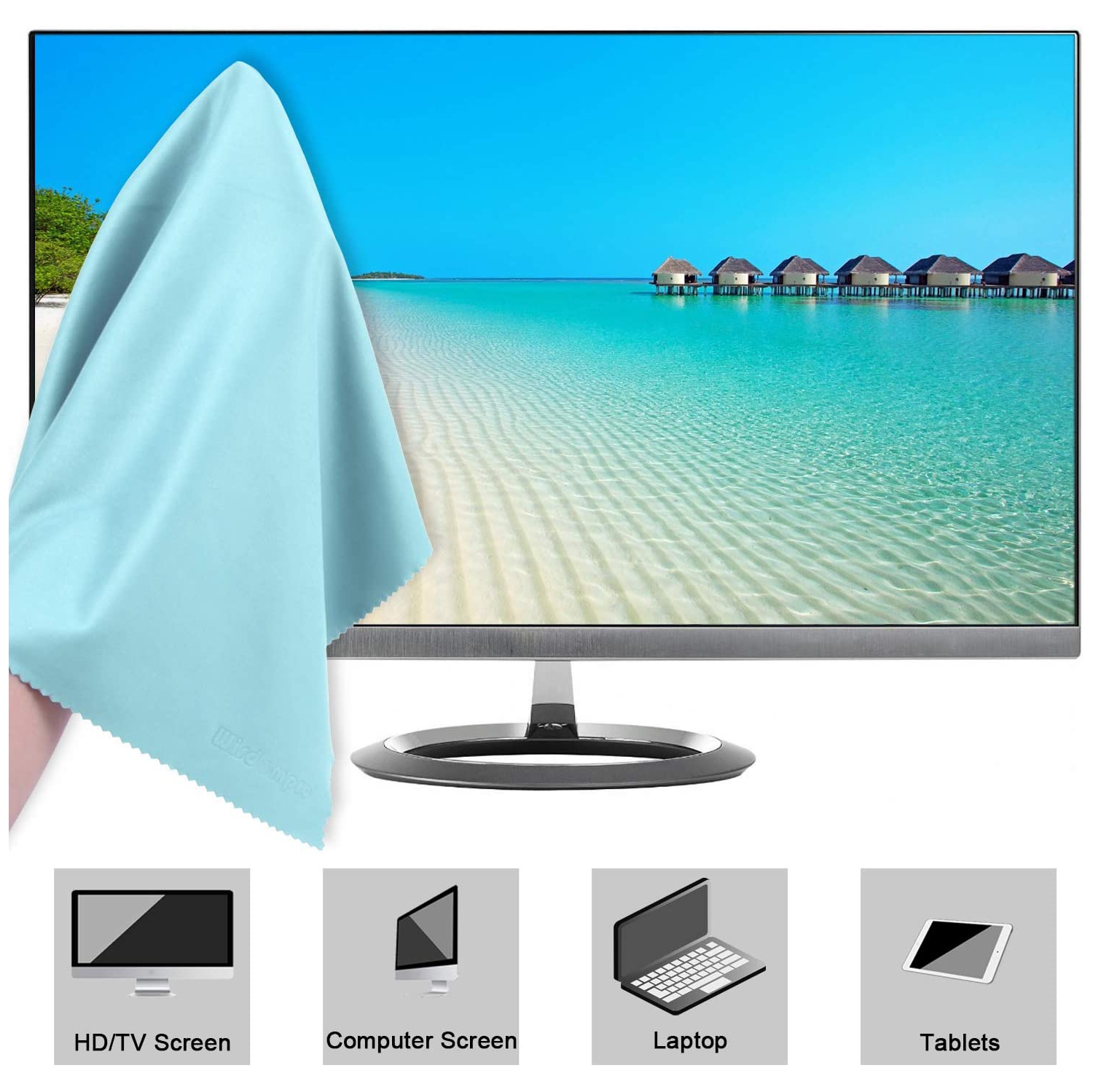 Très grand ensemble de 4 chiffons de nettoyage en microfibre pour portable, téléviseur ACL, écran d’ordinateur, moniteur, tablette Caméra