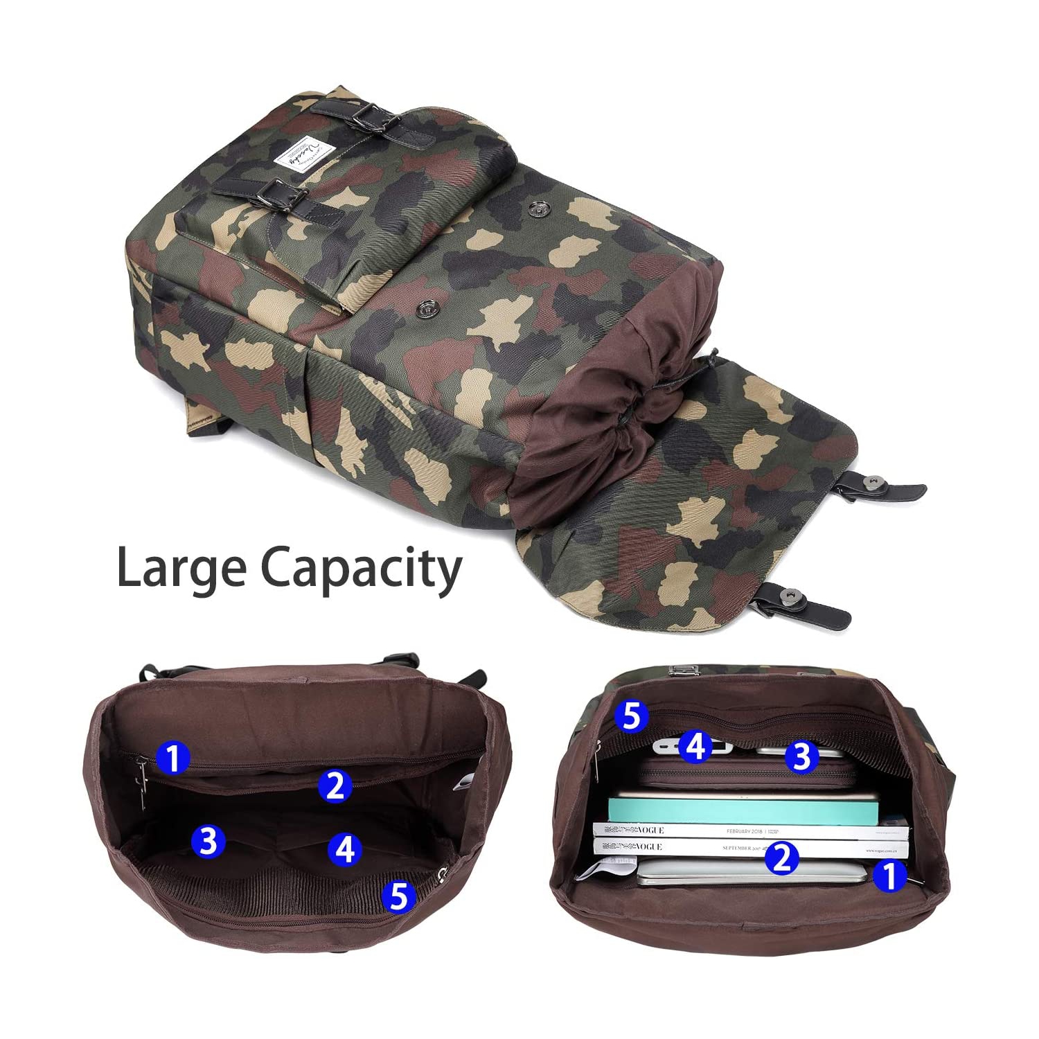 Sac à dos pour hommes, sac à dos de camping de randonnée tout-aller résistant à l’eau Drawsg