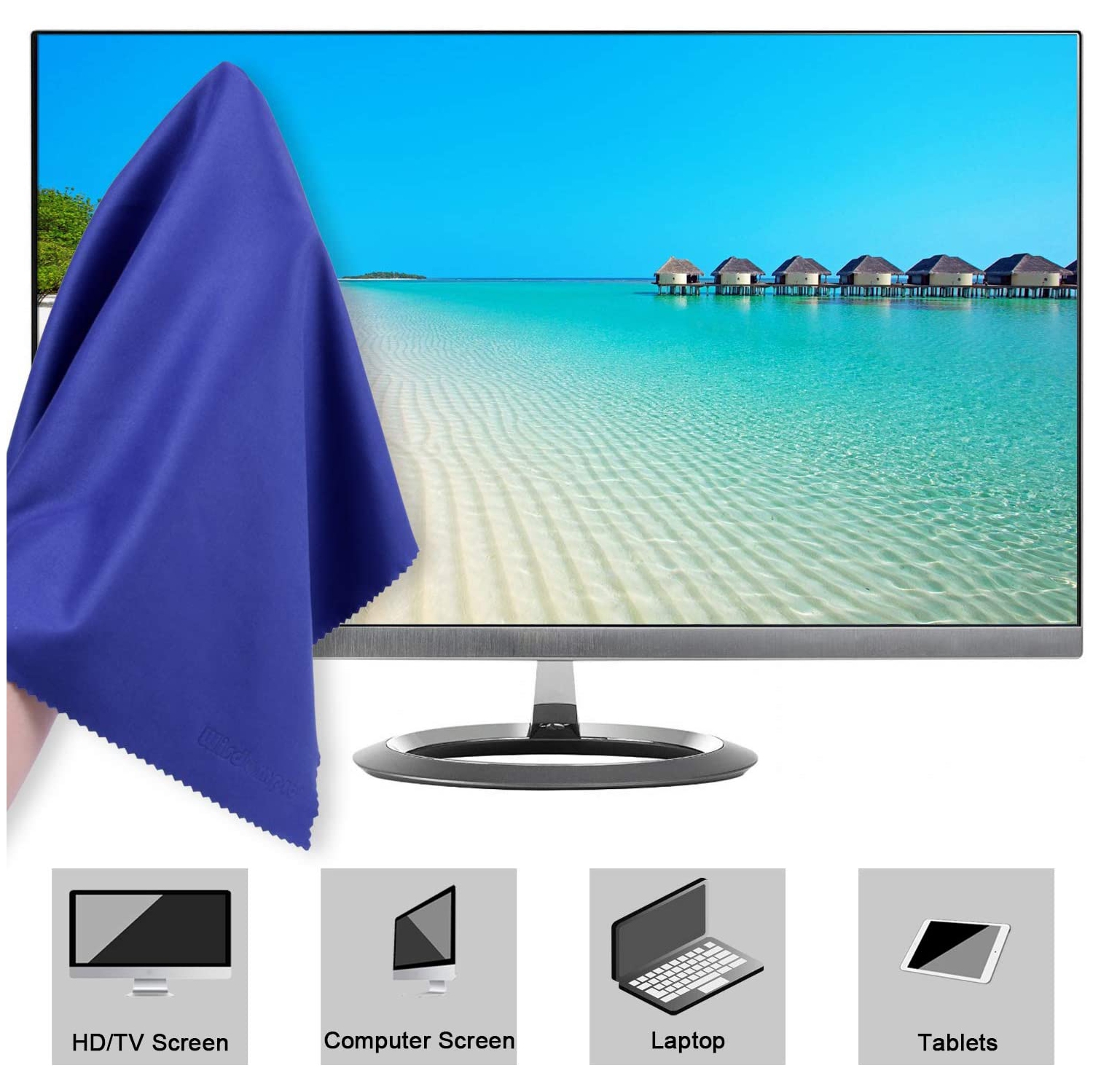 Très grand ensemble de 4 chiffons de nettoyage en microfibre pour portable, téléviseur ACL, écran d’ordinateur, moniteur, tablette Caméra