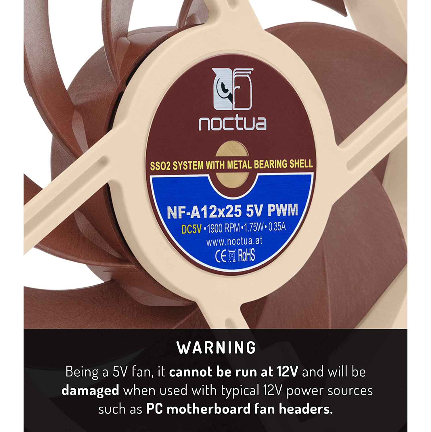 NF-A12x25 5V PWM, Premium Quiet Fan with USB Power Adaptor Cable, 4-Pin, 5V Version