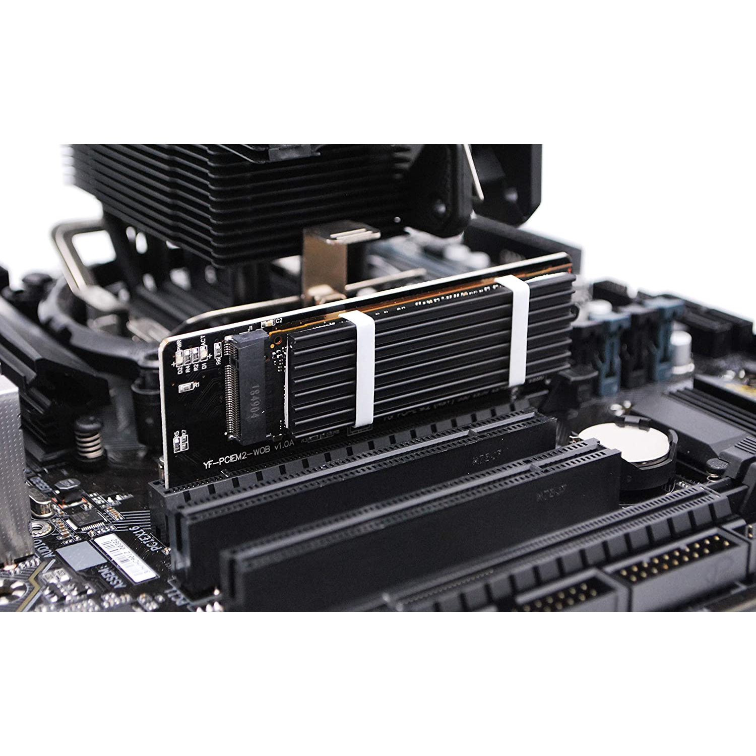 NVME PCIe Adapter, M.2 NVME SSD to PCI Express Adapter with Heat Sink,Only Support PCIe x16,Support M.2 Key M