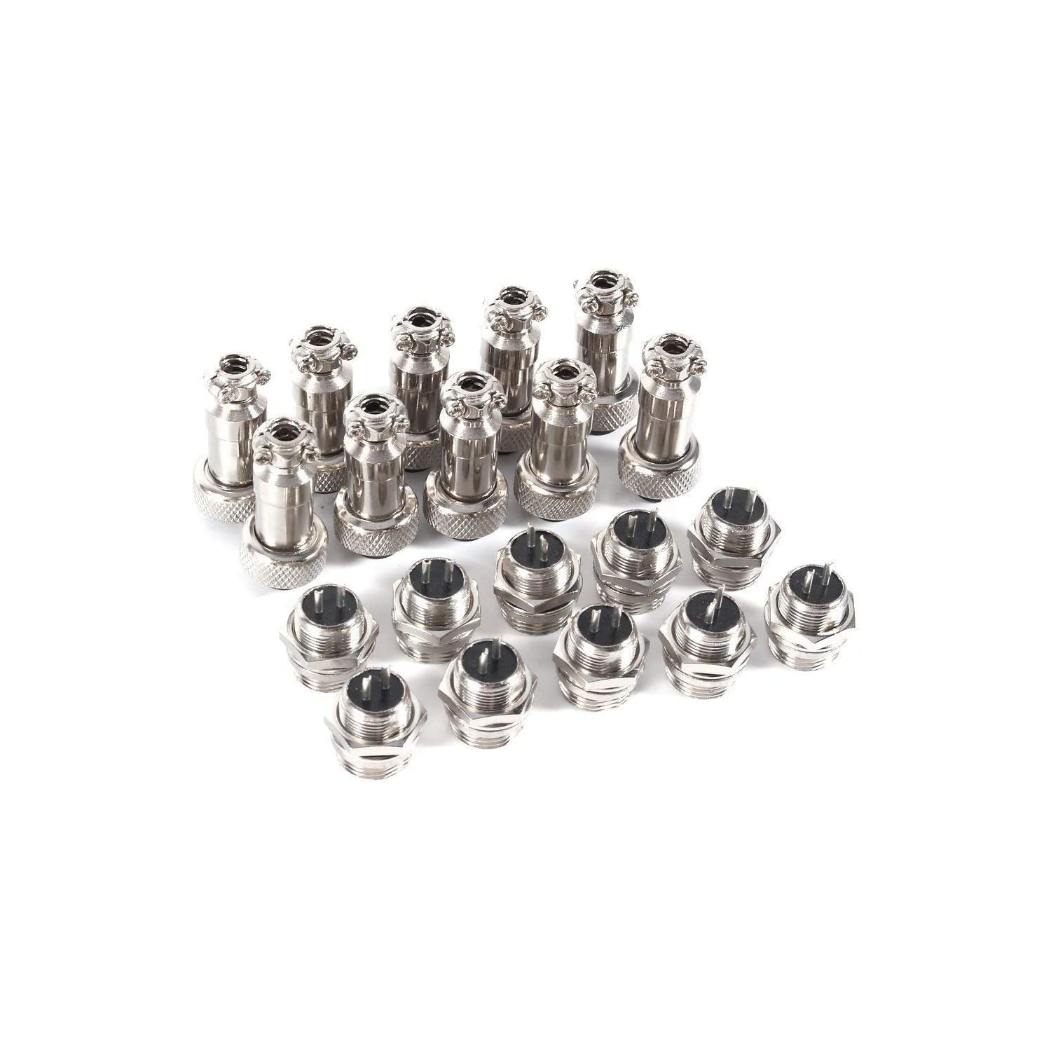 Connecteur de prise de type aviation, 10 paires montage, vis à filetage de 12 mm de diamètre, métal, type aviation mâle, connecteurs de douille