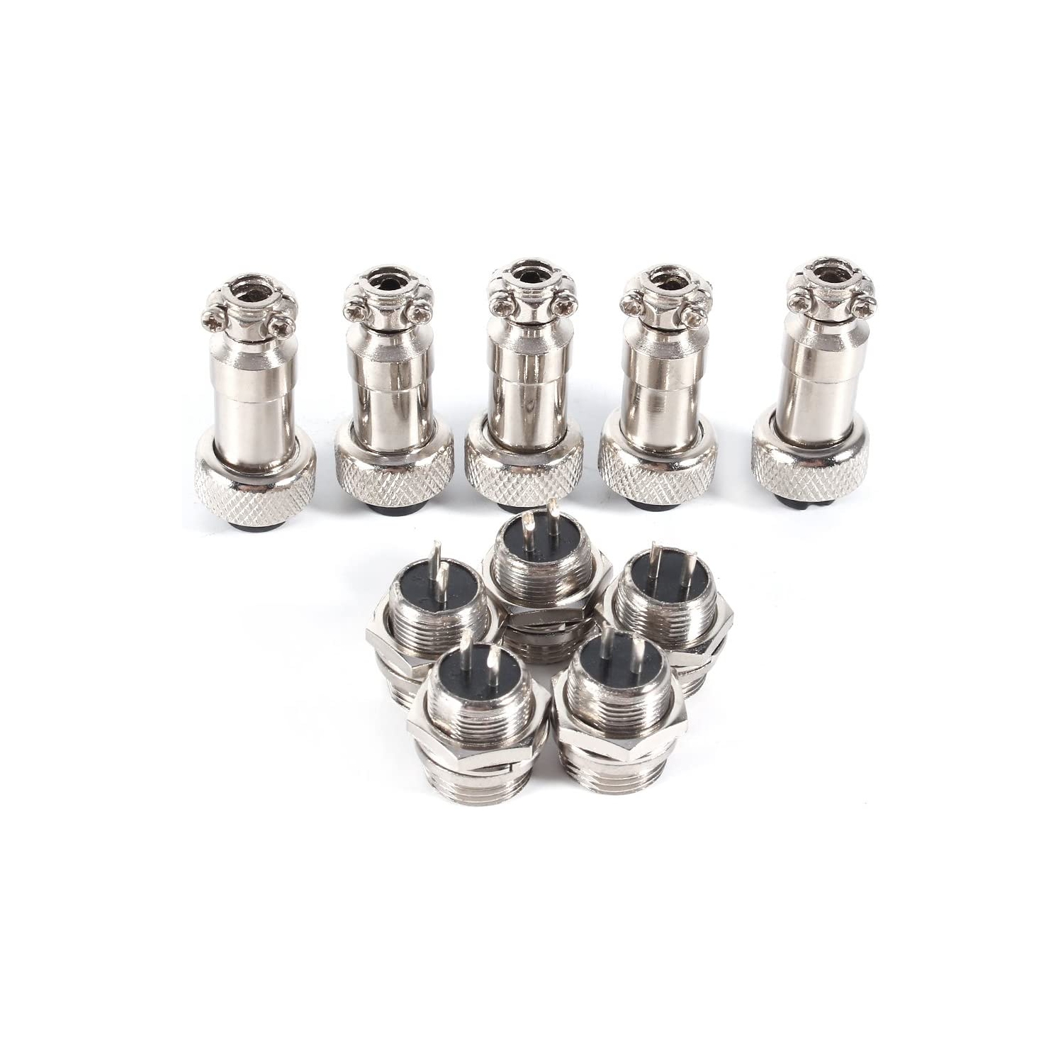 Connecteur de prise de type aviation, 10 paires montage, vis à filetage de 12 mm de diamètre, métal, type aviation mâle, connecteurs de douille