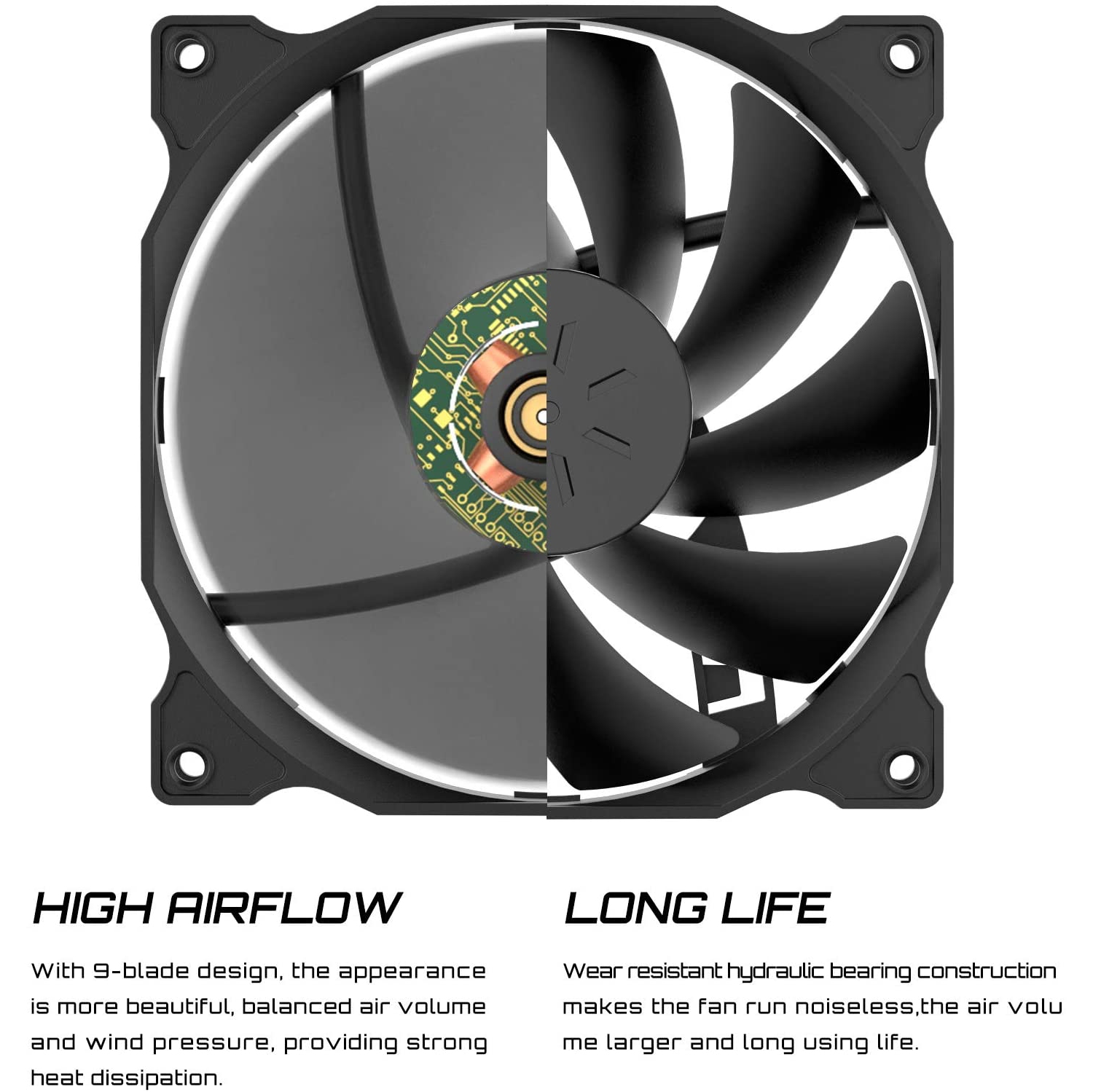 3-Pack Long Life Computer Case Fan 120mm ling Case Fan for Computer Cases ling(12BK3-3)