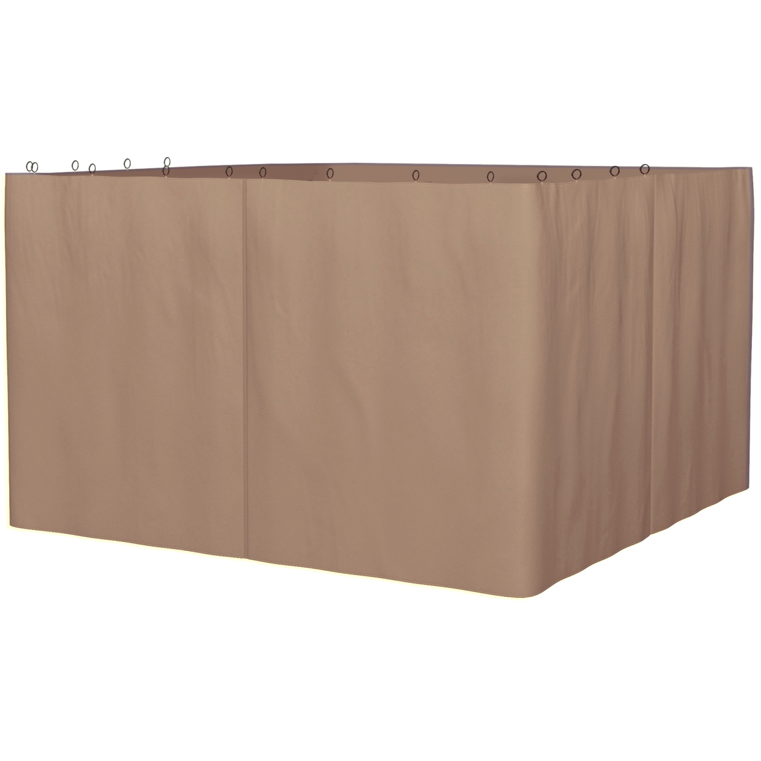 Outsunny 10' x 10' Universal Gazebo Sidewall Set with 4 Panels, Hooks/C-Rings Included for Pergolas & Cabanas, Brown
