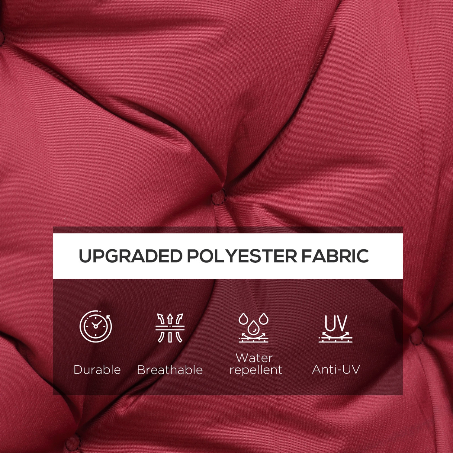 Outsunny Porch Swing Cushion Garden Bench Cushion with Backrest, Non-Slip 3-Seater Soft Pad, Swing Chair Mat Replacement for Indoor and Outdoor,