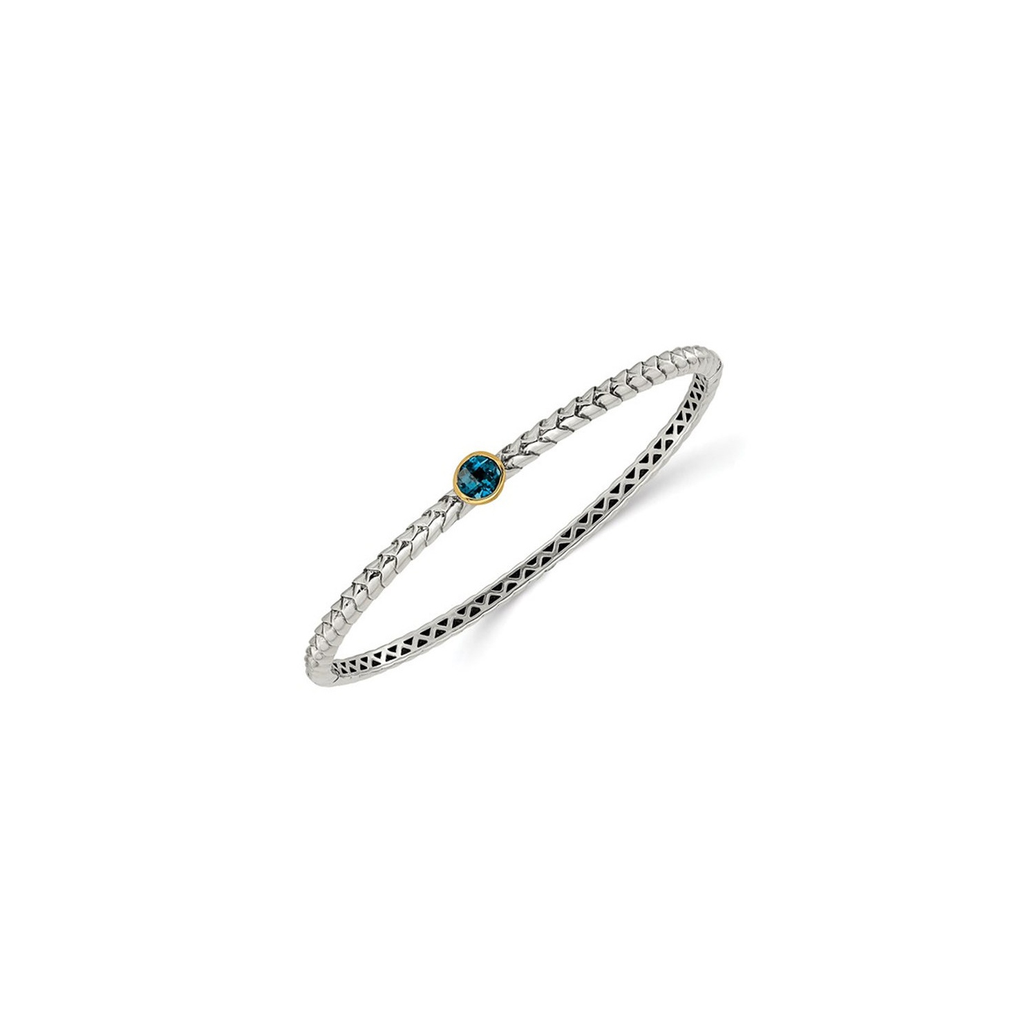 Bracelet rigide en argent sterling avec topaze bleue londonienne de 0,90&nbsp;carat