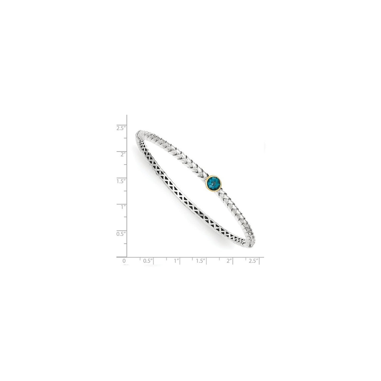 Bracelet rigide en argent sterling avec topaze bleue londonienne de 0,90 carat