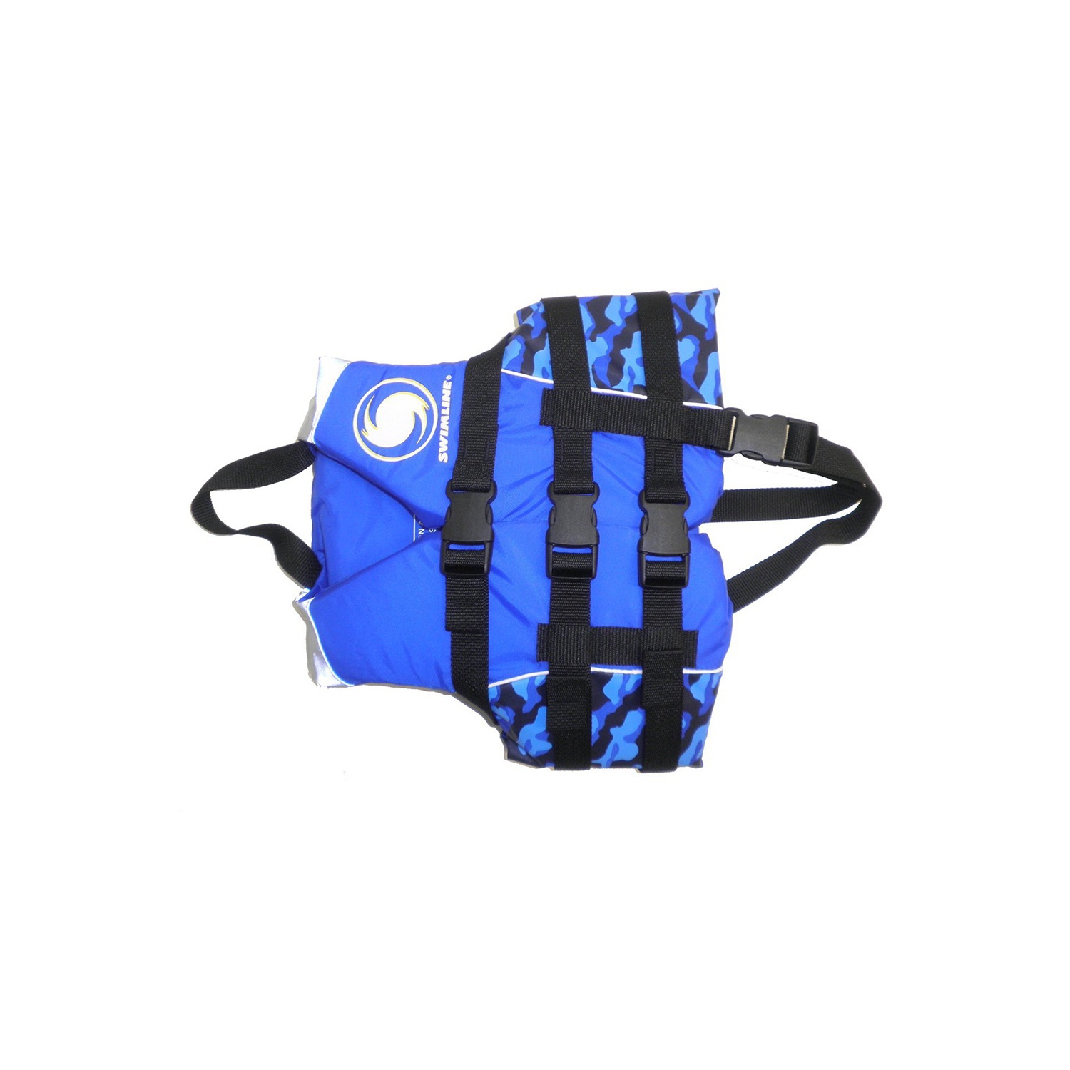 13.25" Blue and Black Swimming Pool Boys Camouflage Life Vest - Medium