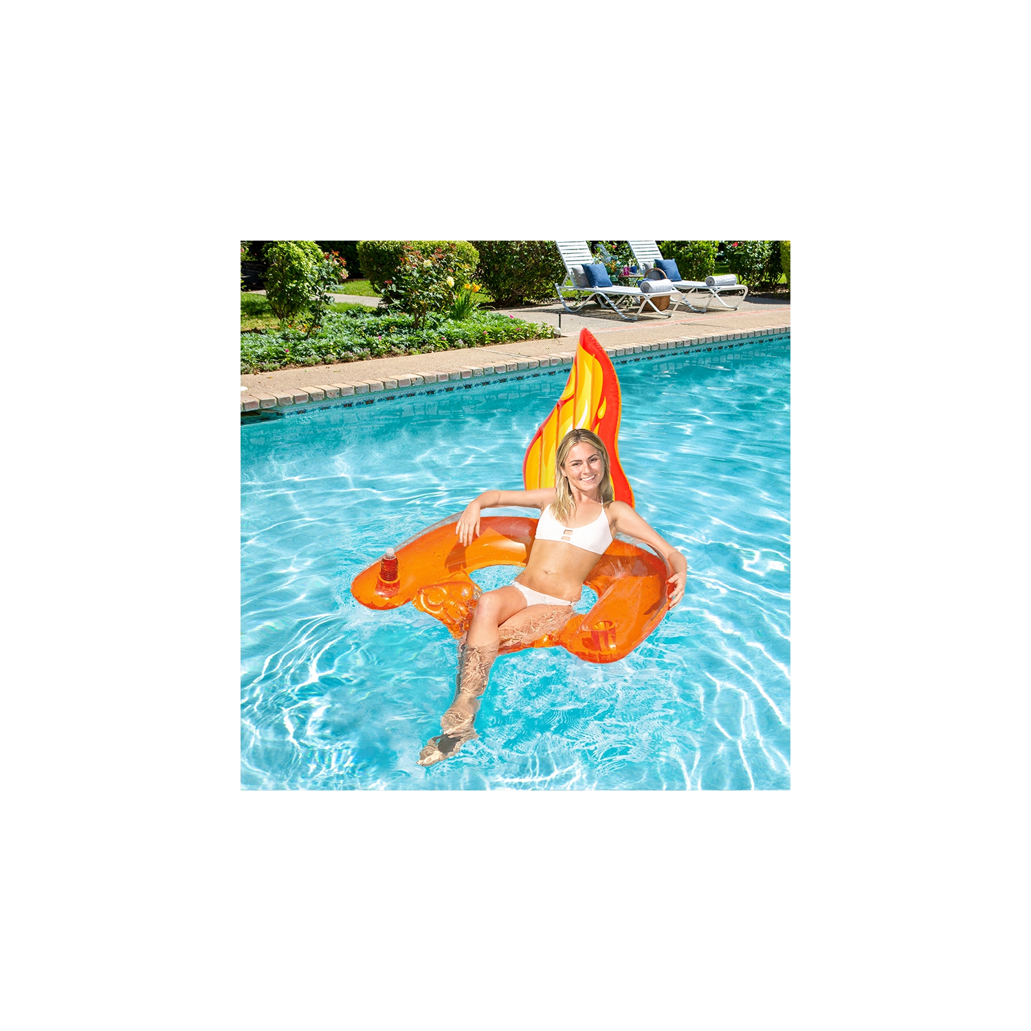 60" Inflatable Flame Swimming Pool Sling Chair Pool Float