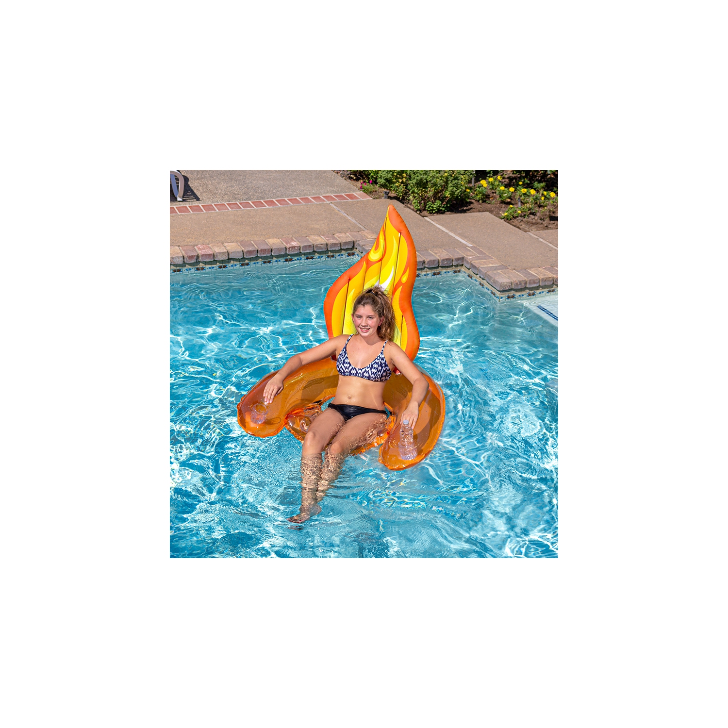60" Inflatable Flame Swimming Pool Sling Chair Pool Float