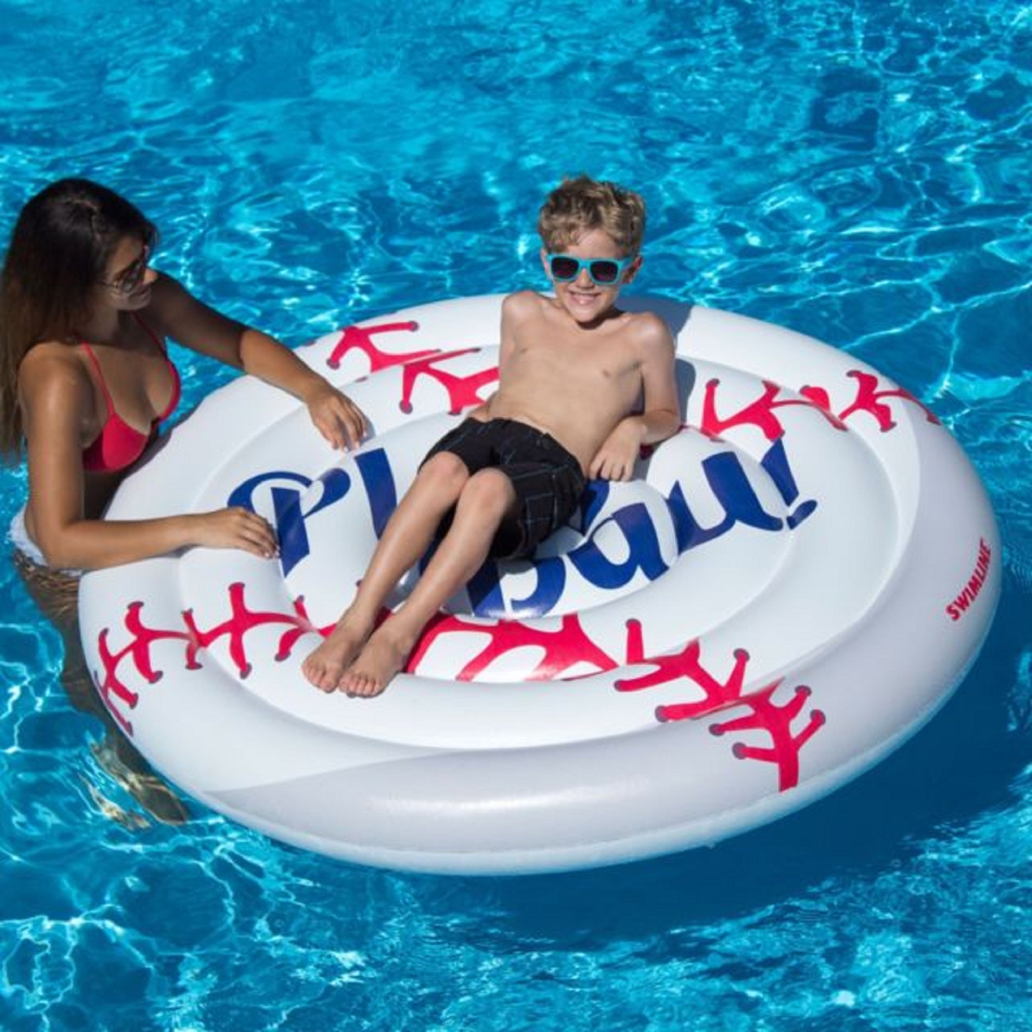 Inflatable Swimming Pool Lounging Cool Sport Giant Baseball Island Ages 4 and Up 60"