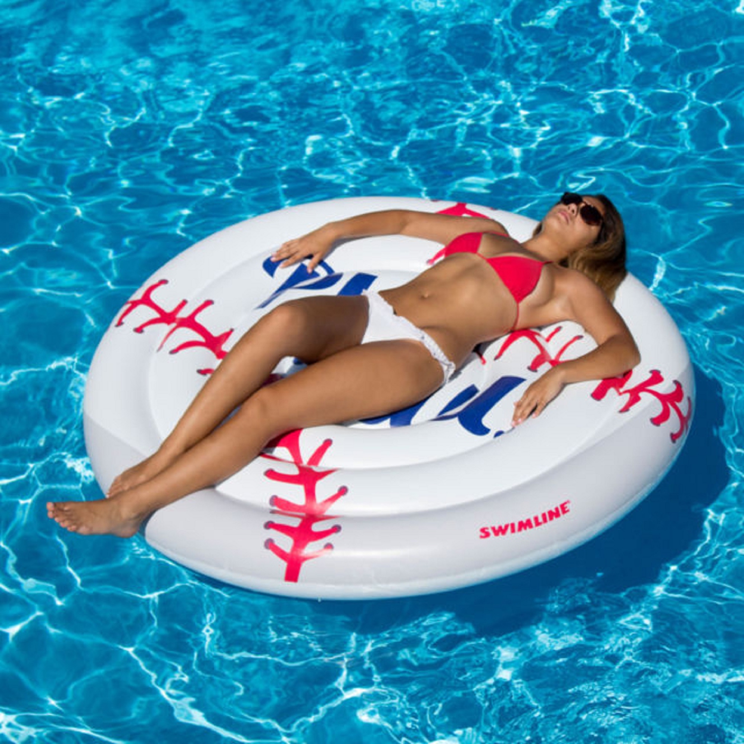 Inflatable Swimming Pool Lounging Cool Sport Giant Baseball Island Ages 4 and Up 60"