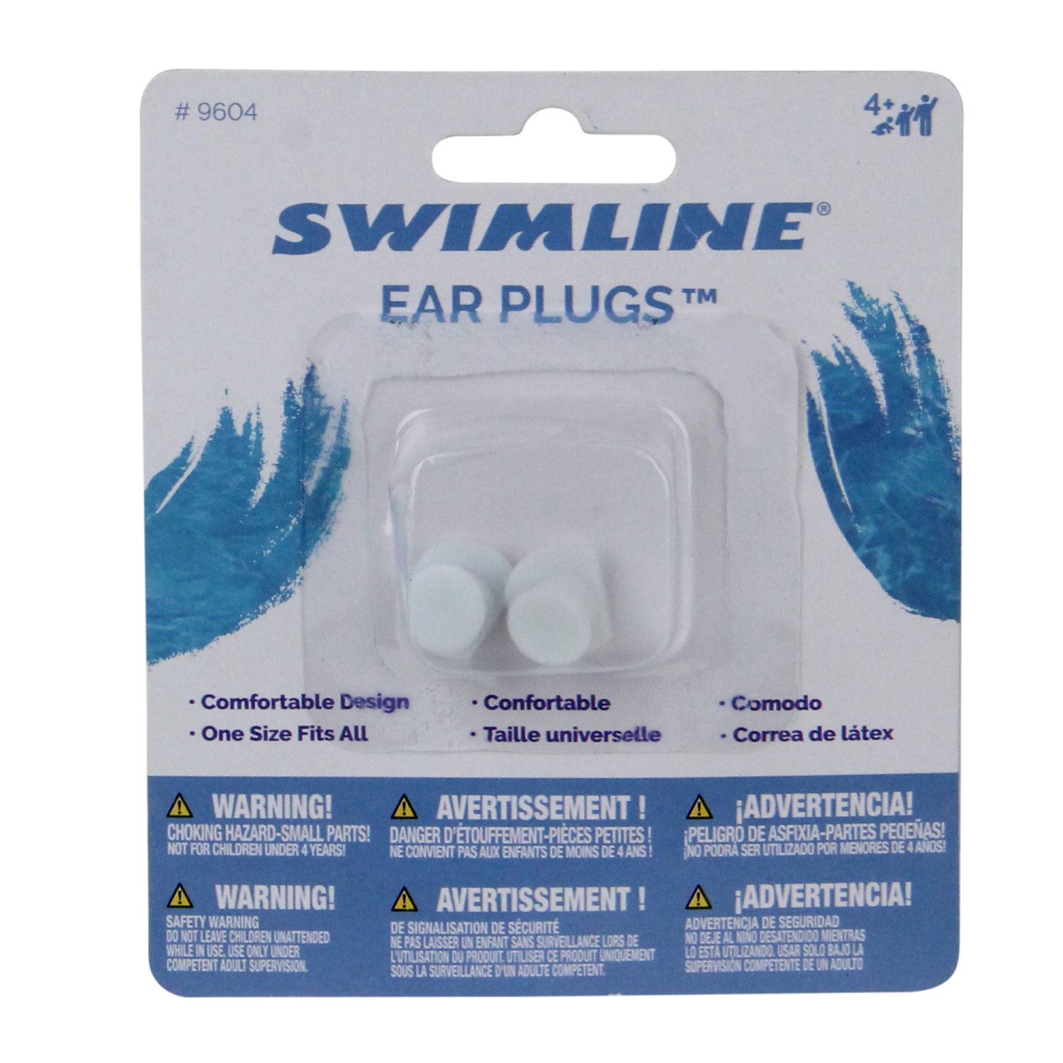 2pc White Molded Ear Plugs Swimming Pool Accessory - One Size