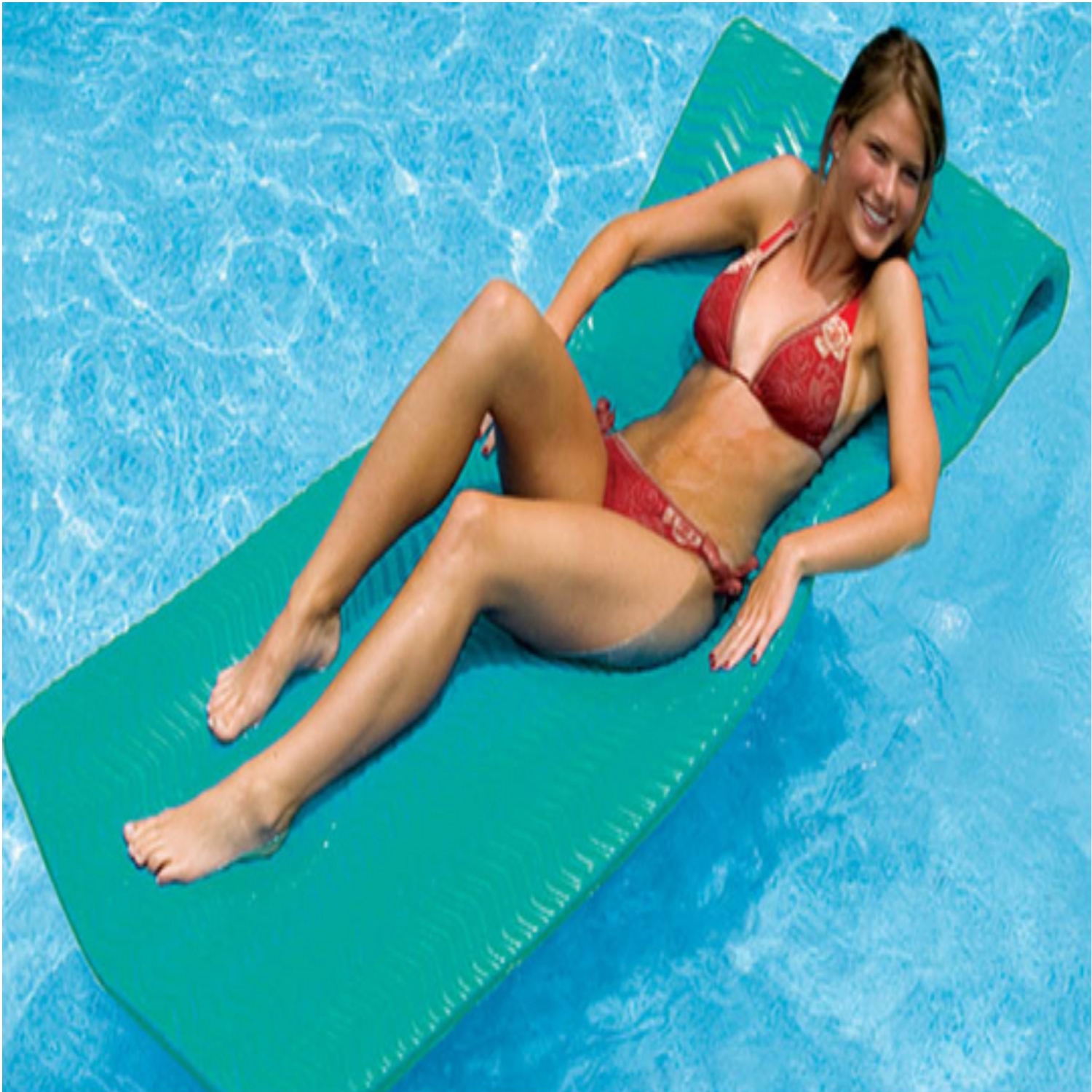 74" Water Sports Sofskin Teal Green Floating Swimming Pool Mattress Raft