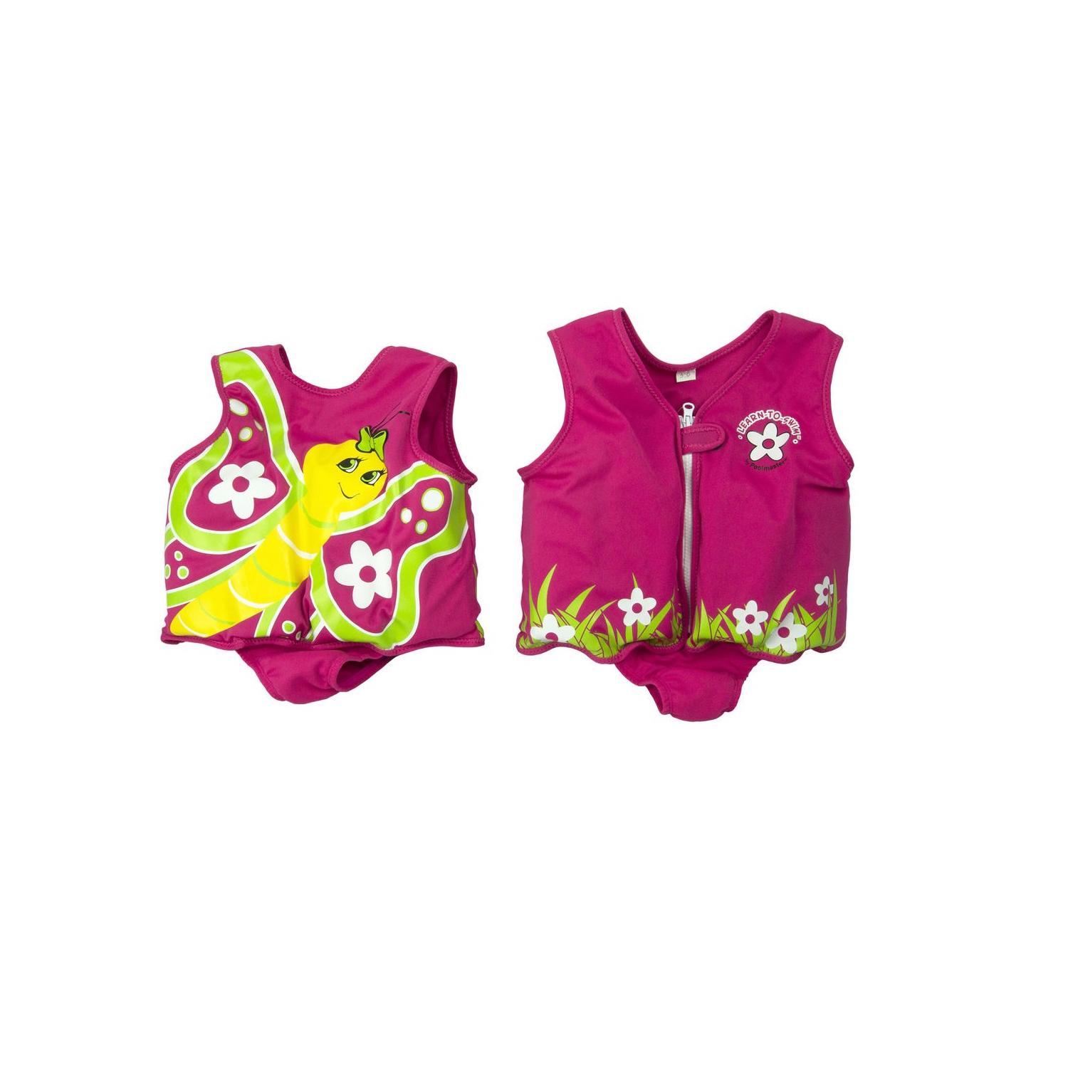 Gilet de natation Pink intermédiaire papillon avec fleurs pour enfants de 3-6 à 9 ans