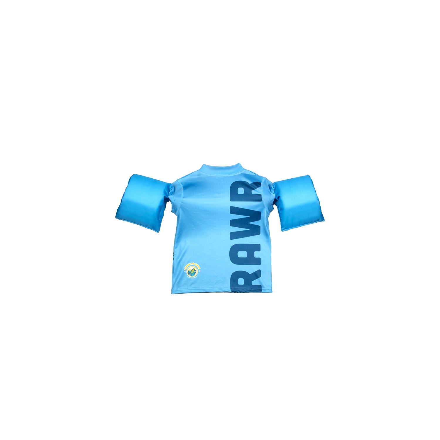 18-Inch Light Blue Boys Swim Shirt "Rawr" Floaties With a Dinosaur
