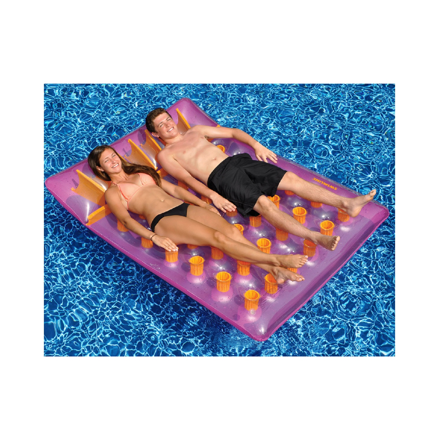78" Water Sports Purple Two-Person Double Inflatable Swimming Pool Mat Float