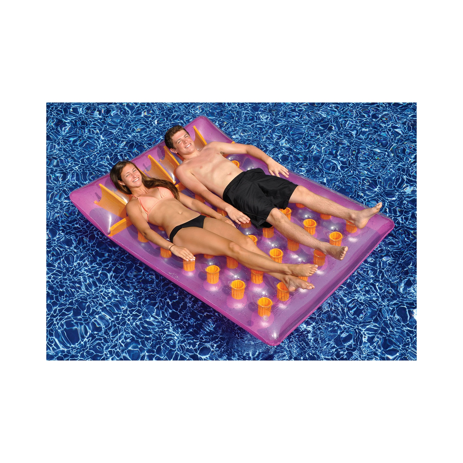 78" Water Sports Purple Two-Person Double Inflatable Swimming Pool Mat Float